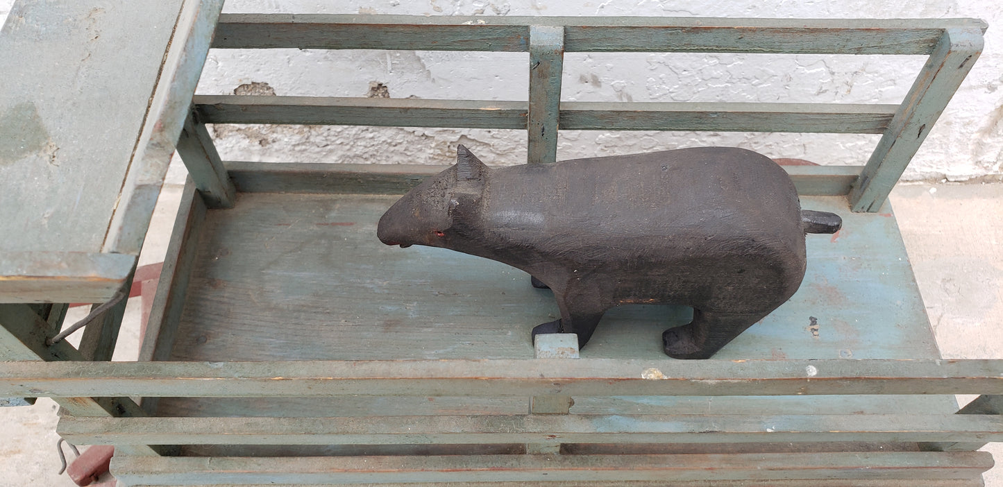Folk Art Wagon with Bear