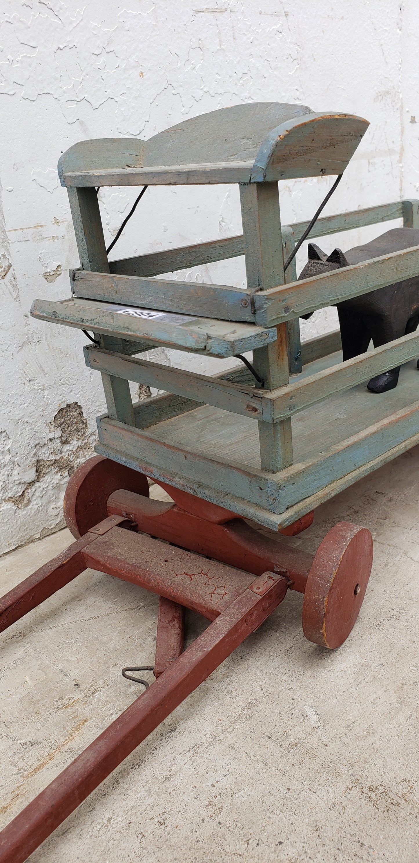 Folk Art Wagon with Bear