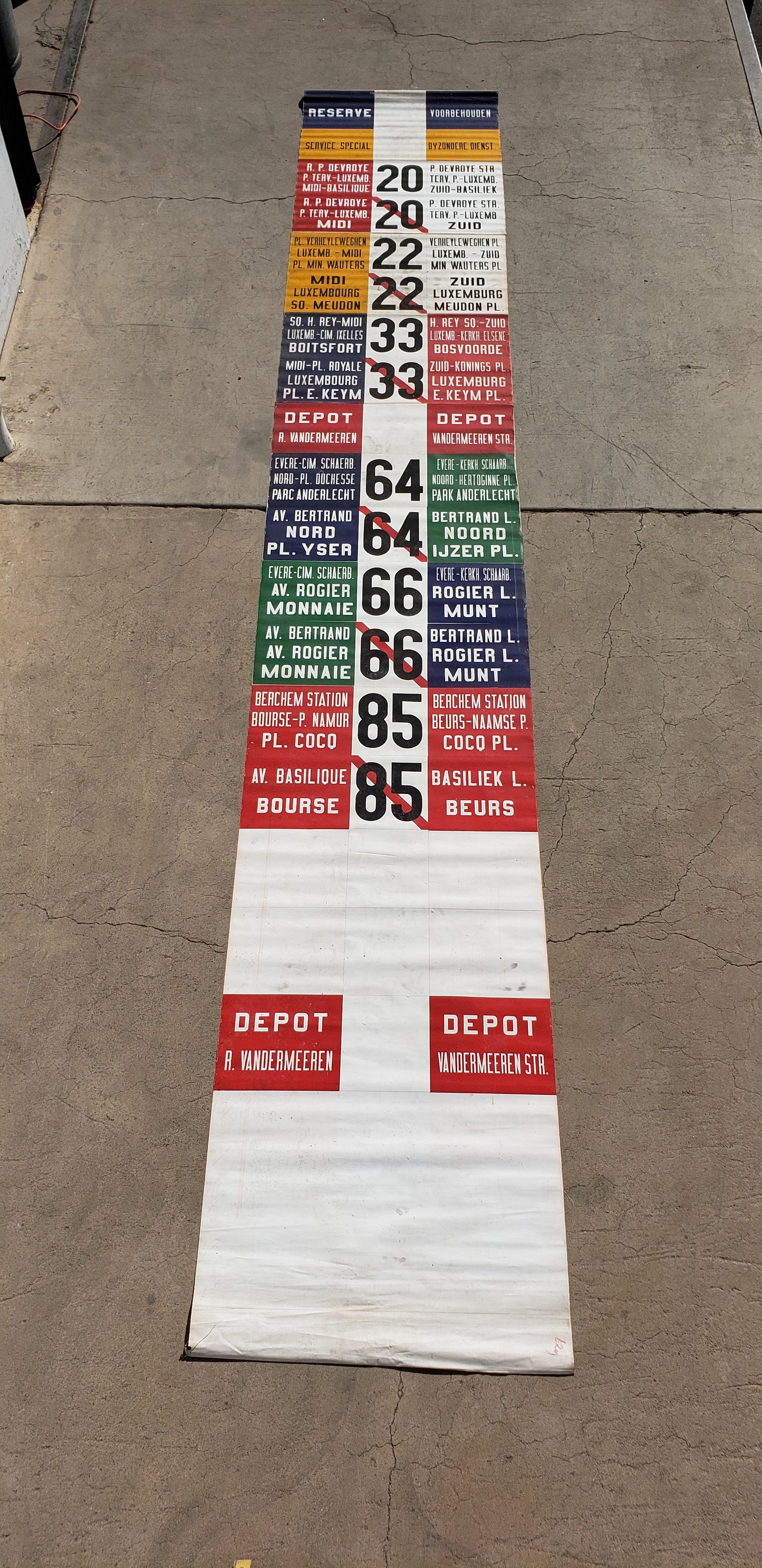 Vintage Dutch Bus Roll Sign