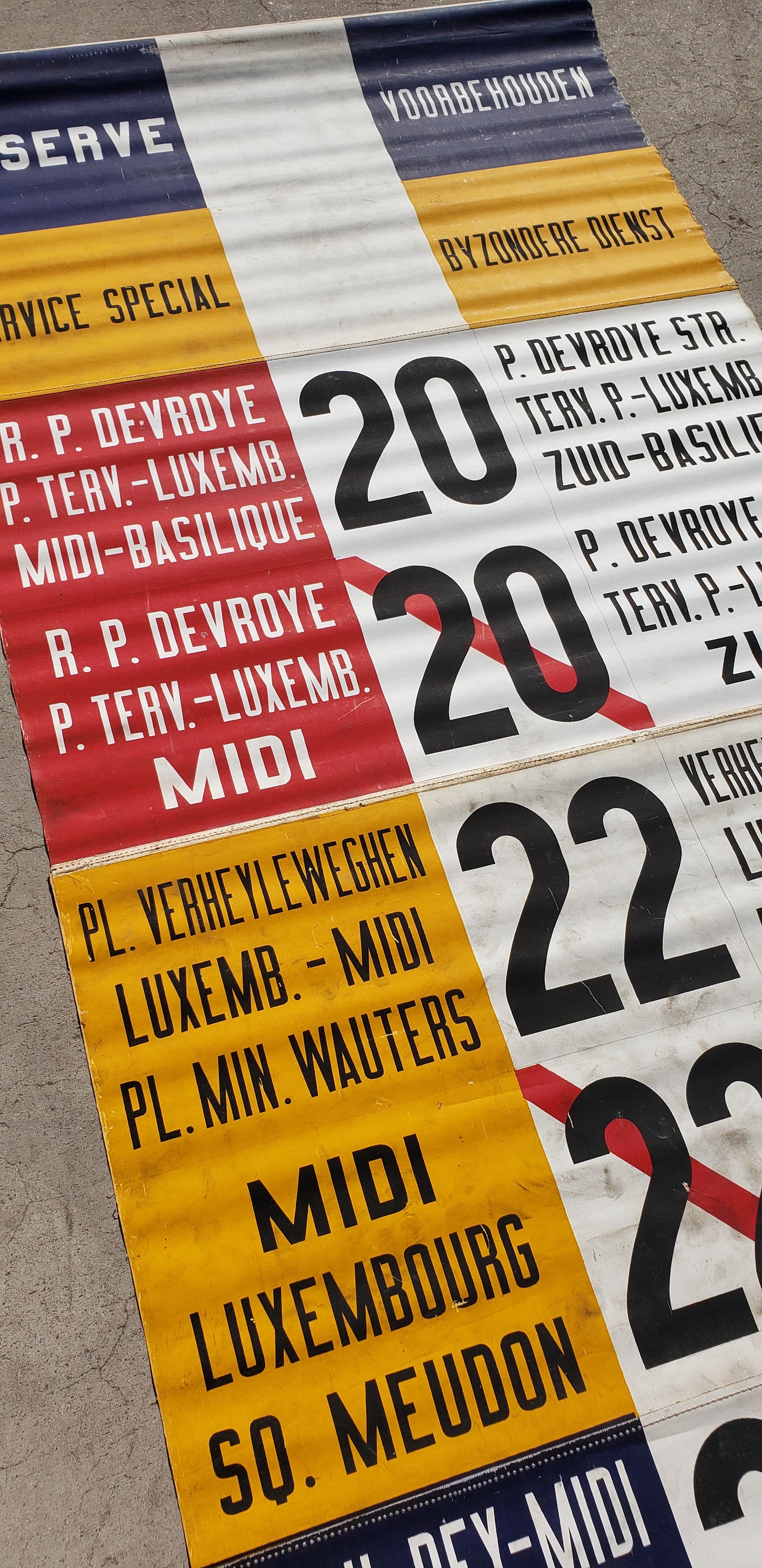 Vintage Dutch Bus Roll Sign