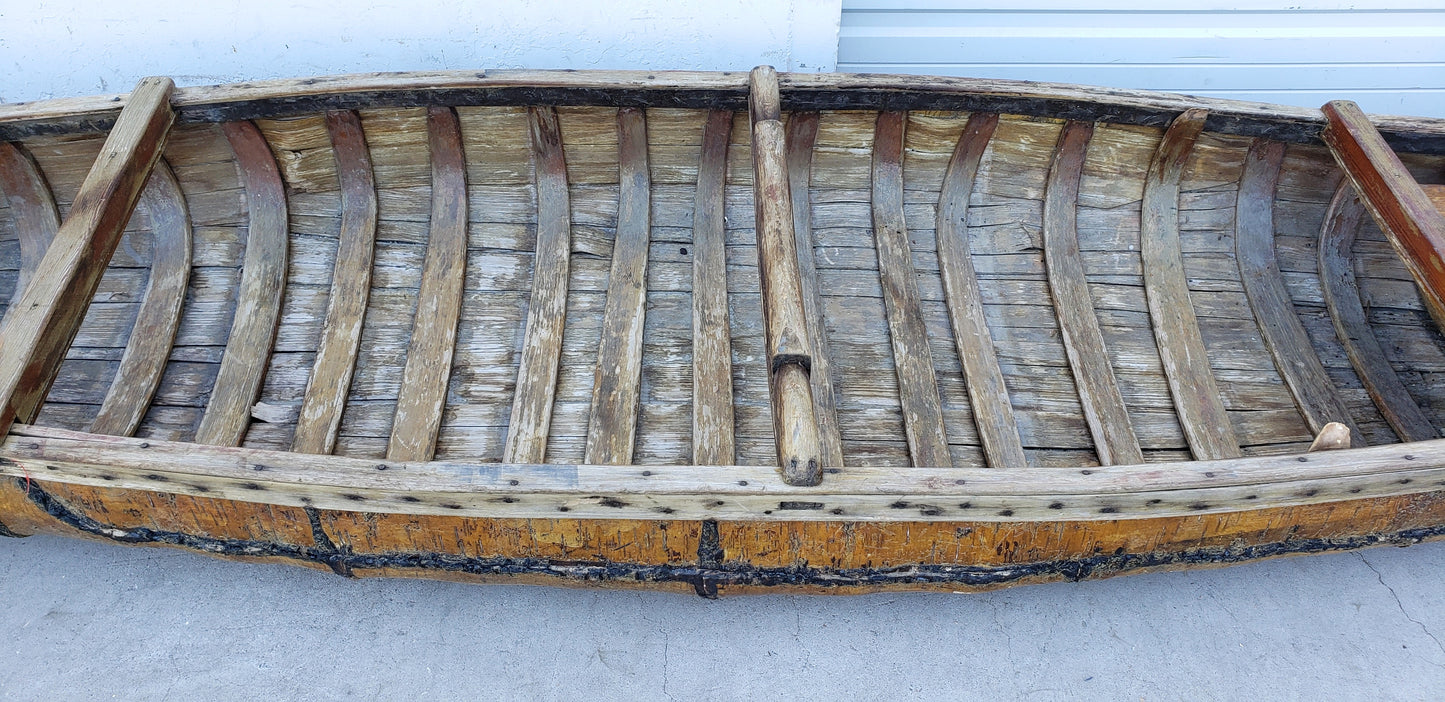 Repurposed Antique Birch Bark Canoe