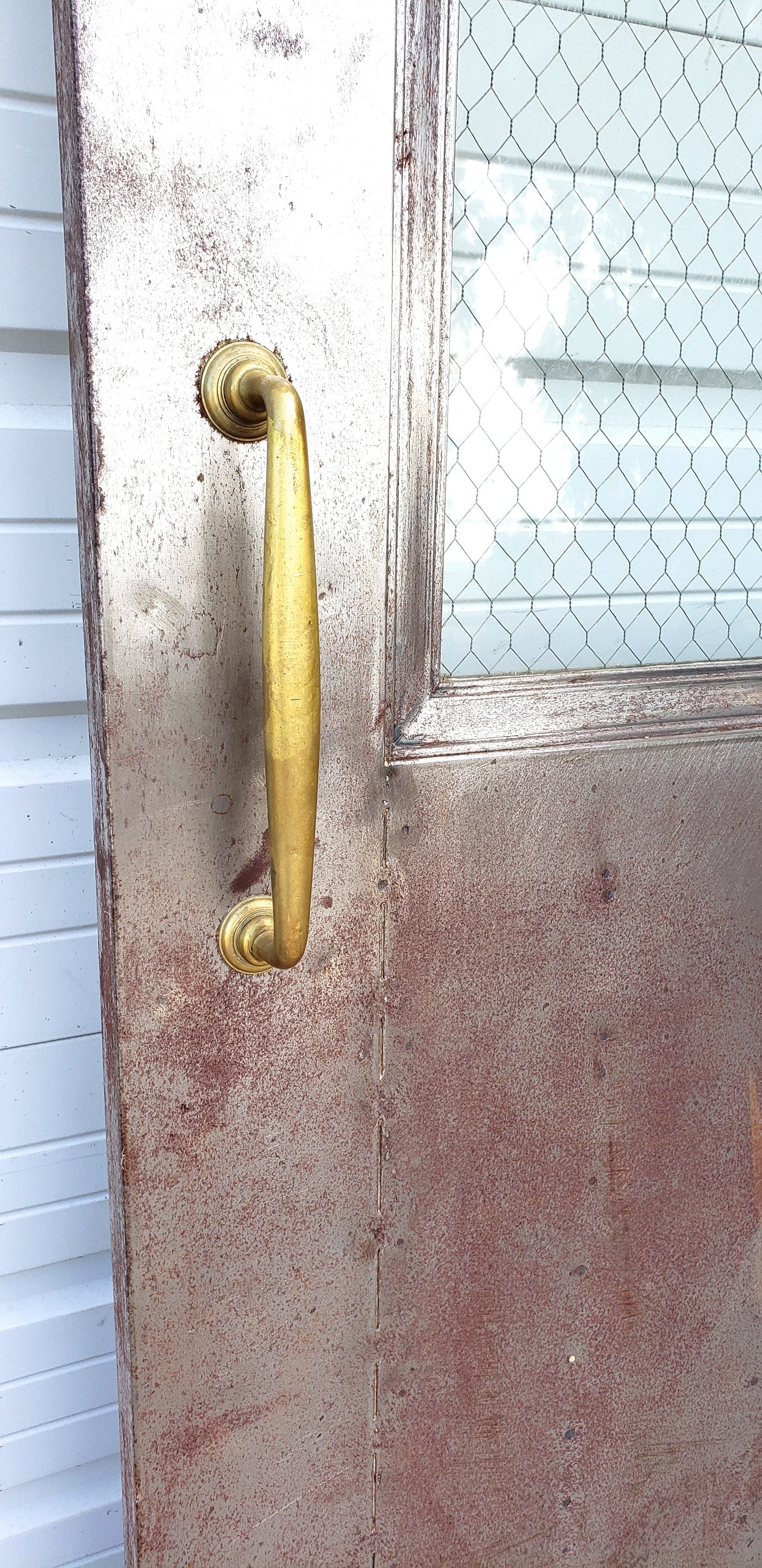 Oversized Single Metal Door with Chicken Wire Glass