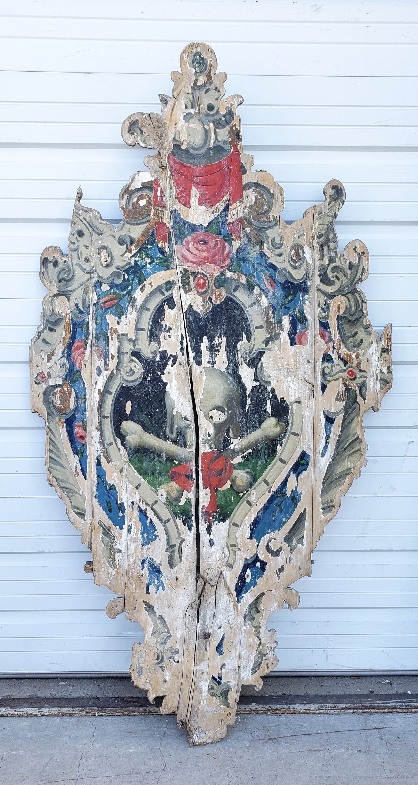 Large Antique Armorial Italian Church Shield Art / Decor
