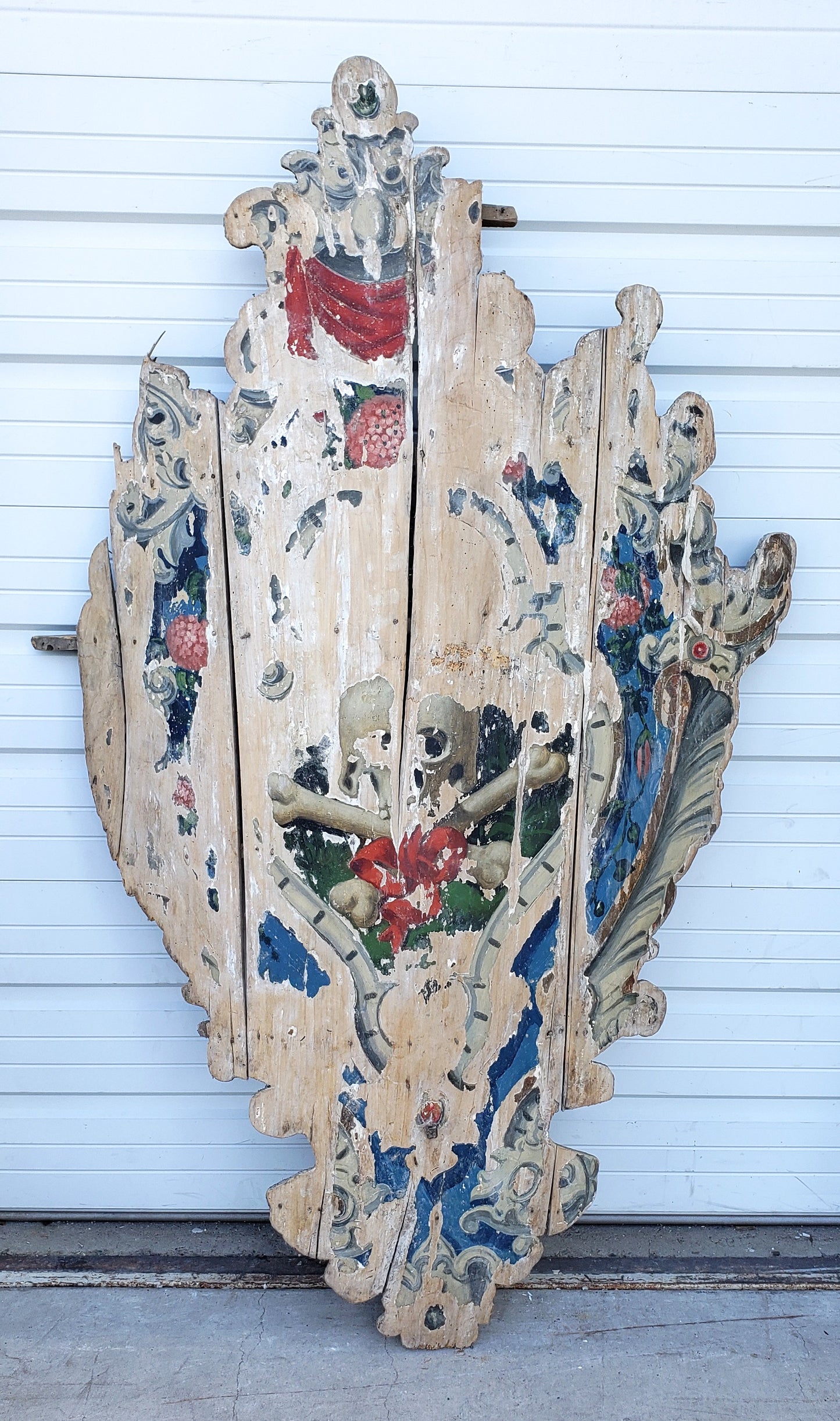 Large Antique Armorial Italian Church Shield Art / Decor