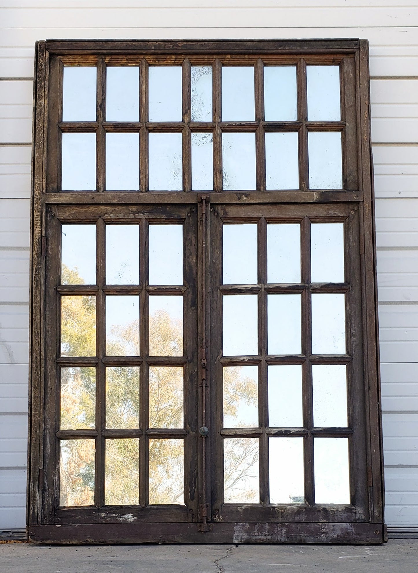 Large Antique Rectangle Mirrored Window