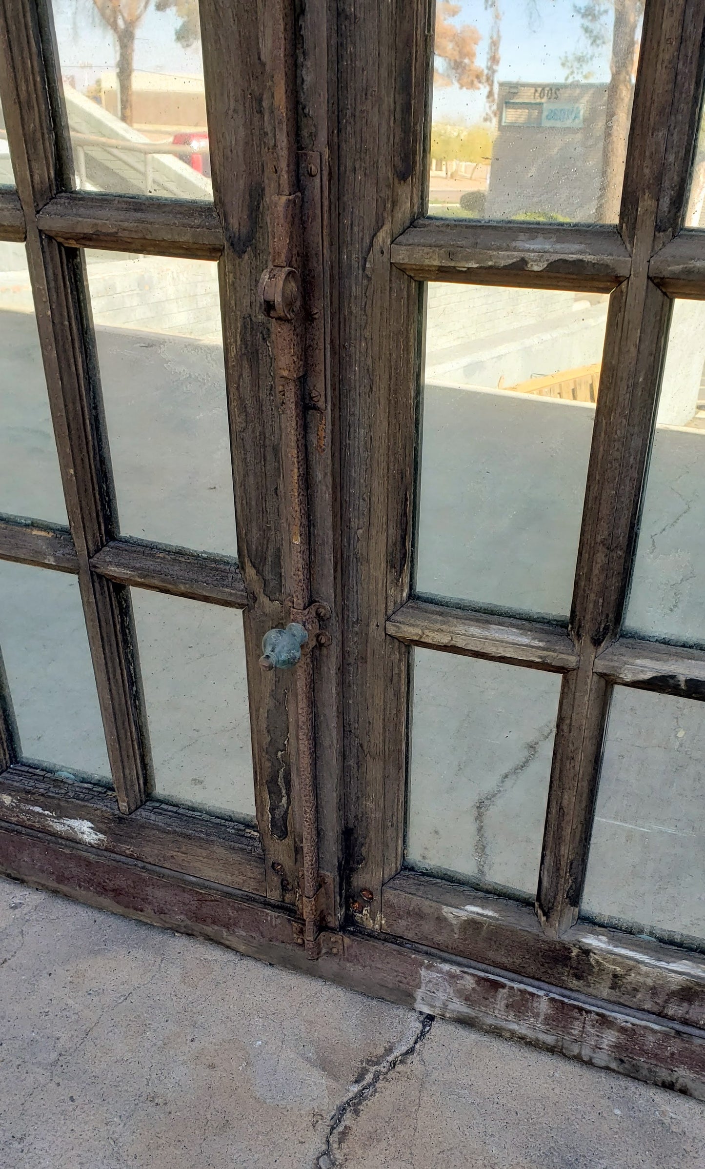 Large Antique Rectangle Mirrored Window
