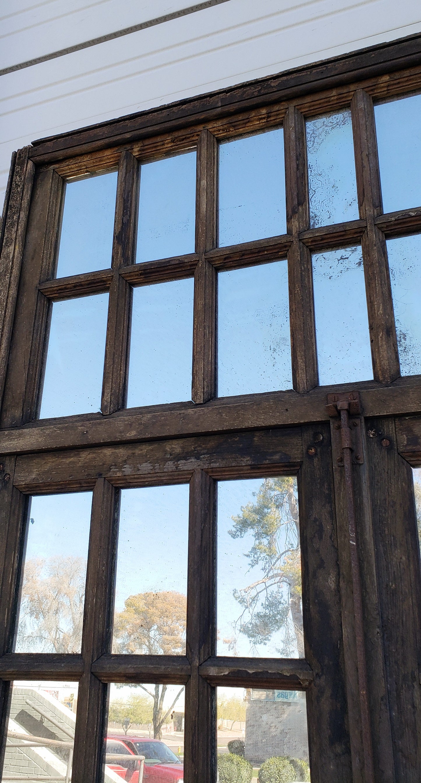 Large Antique Rectangle Mirrored Window