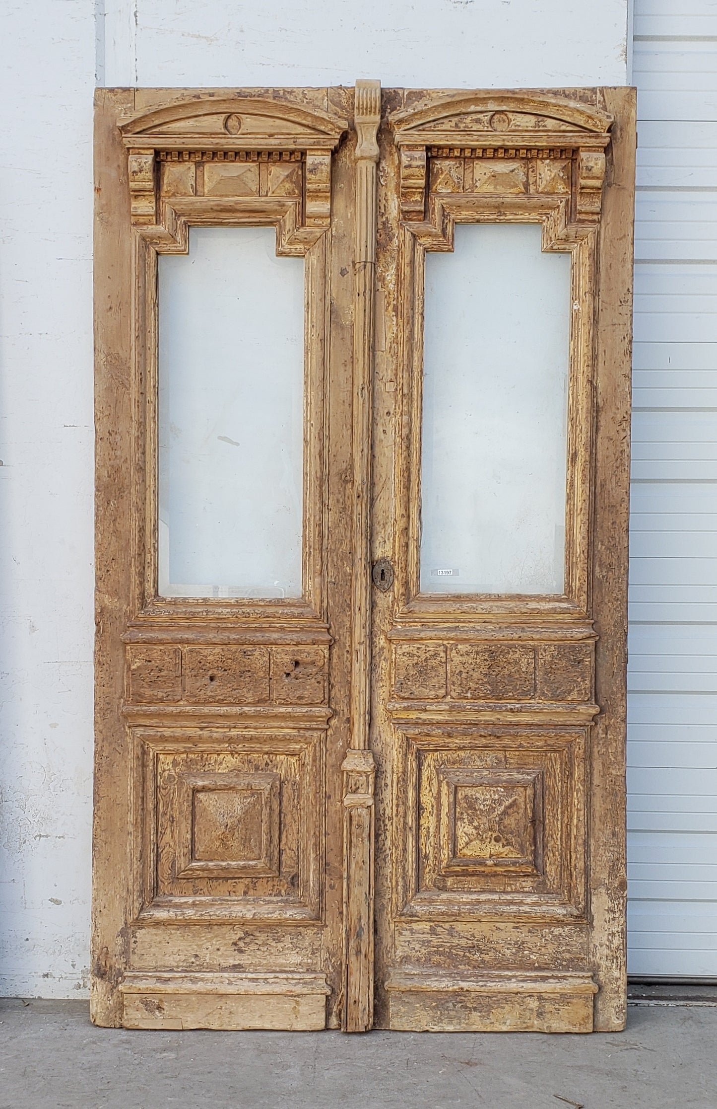 Pair of Wood Single Lite Carved Antique Doors