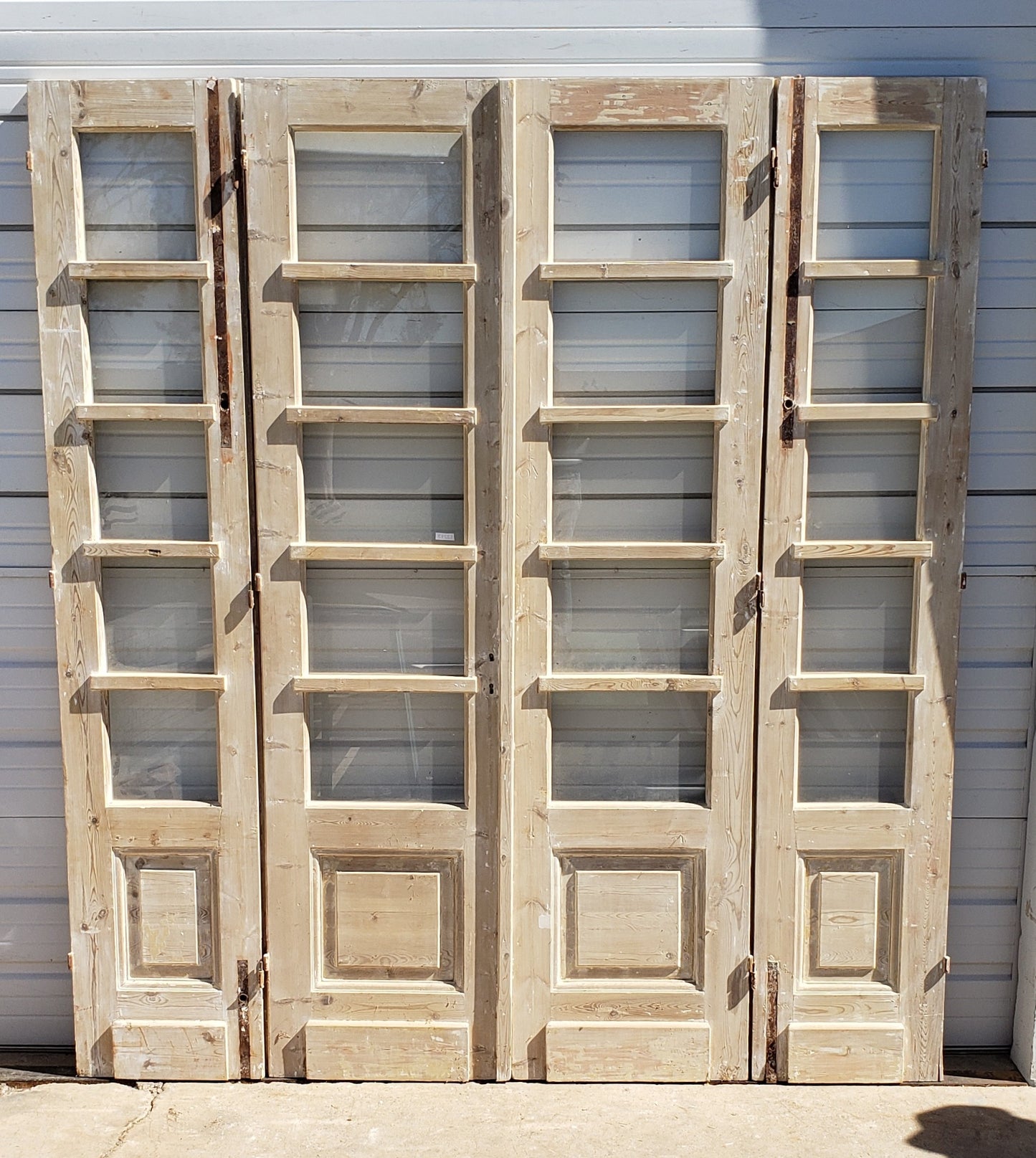 Set of 4 Washed Wood 5 Lite Antique Doors