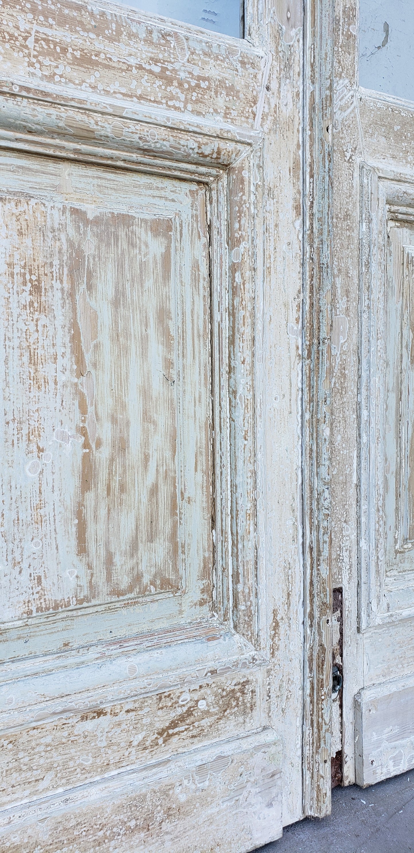 Pair of Washed Wood Single Lite Antique Doors