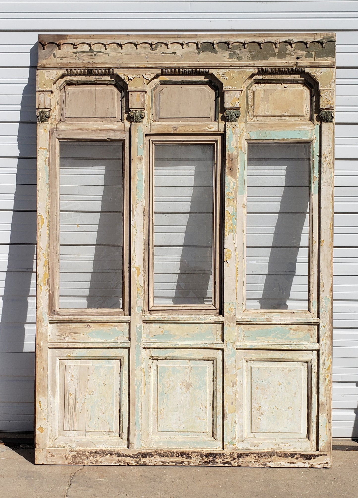 Rectangle Bleached Wood Window Panel with 3 Single Lites