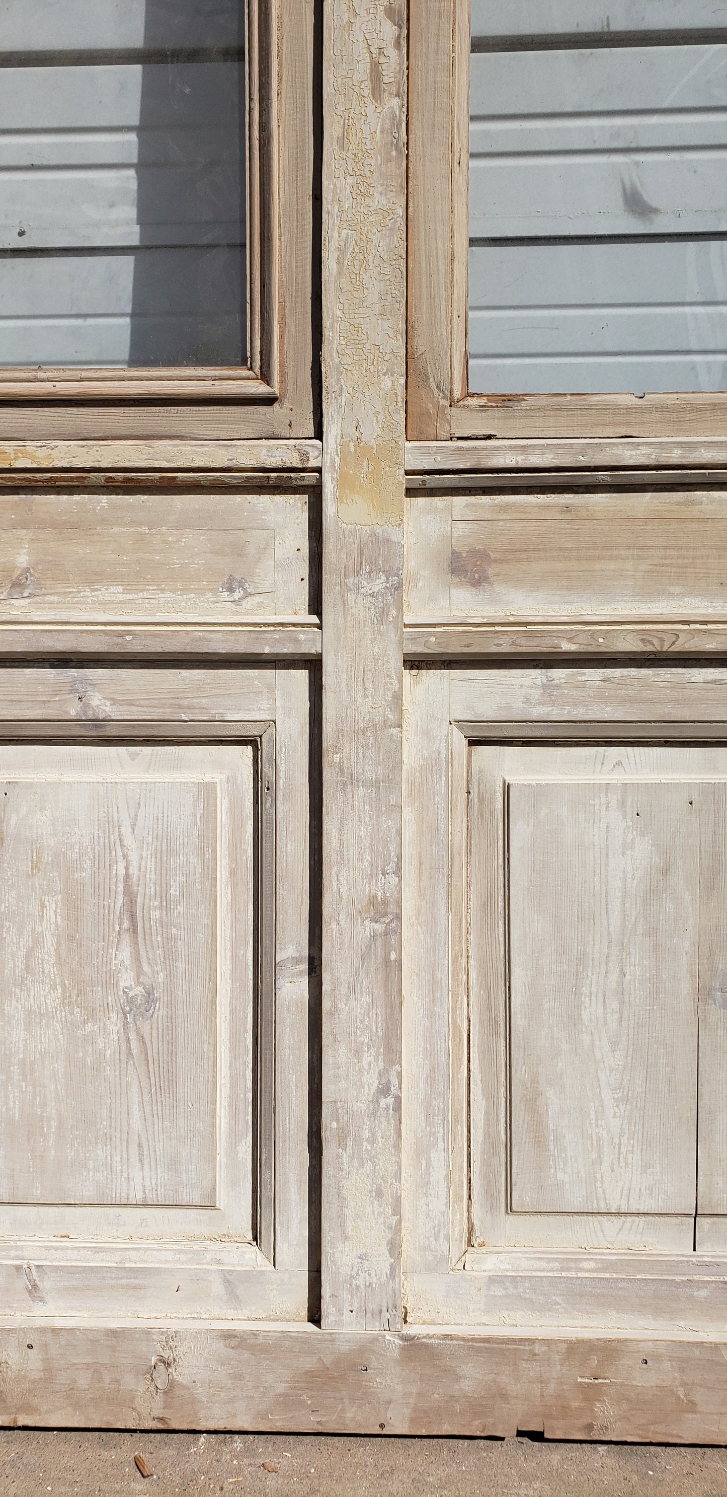 Rectangle Bleached Wood Window Panel with 3 Single Lites