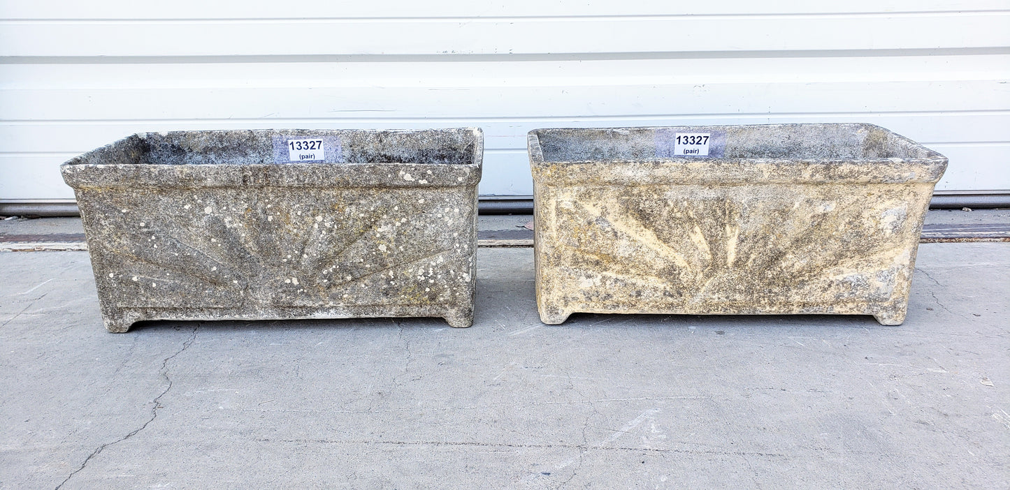 Pair of Small Rising Sun Rectangle Willy Guhl Planters