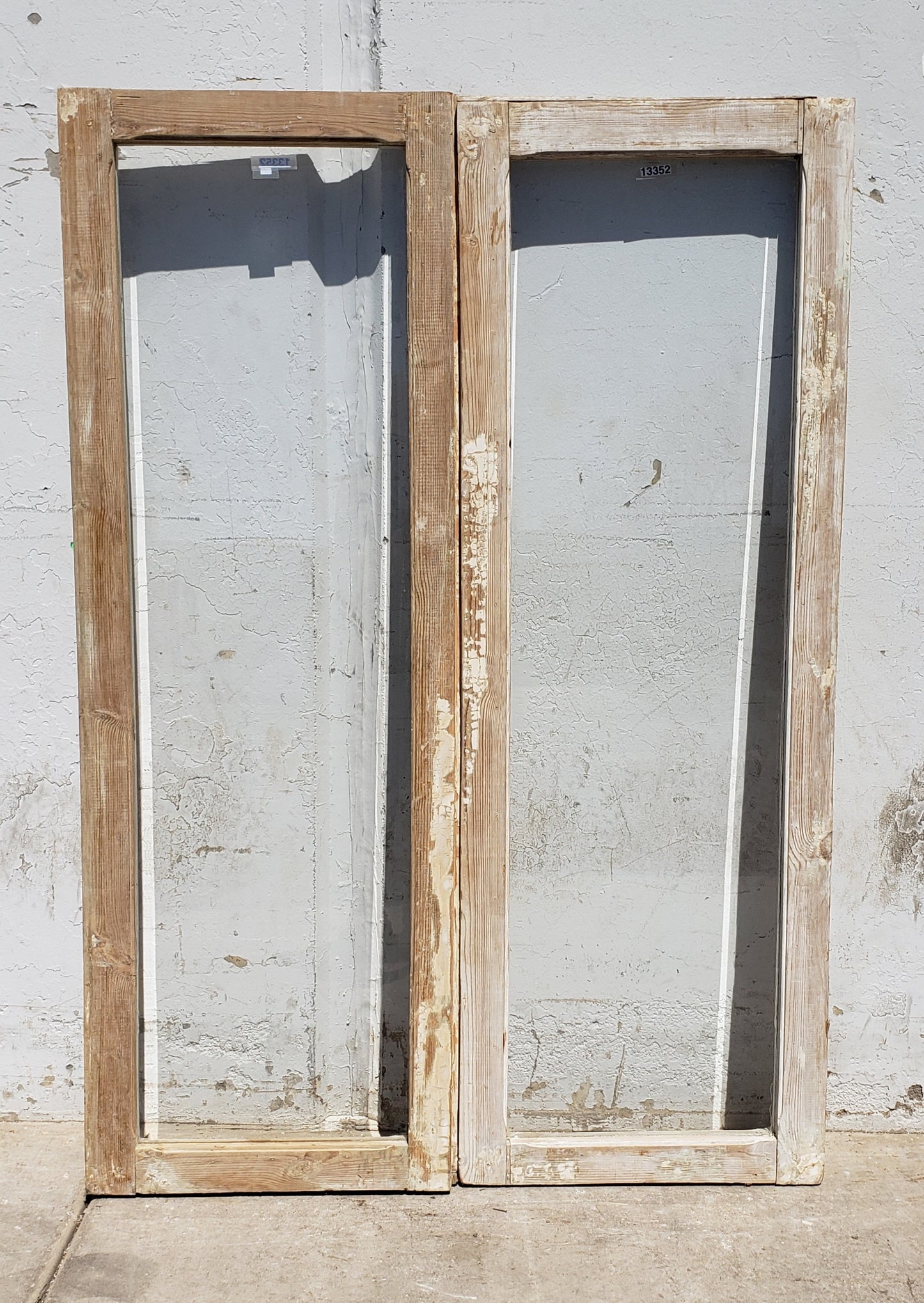 Pair of Rectangle Antique Washed Wood Windows