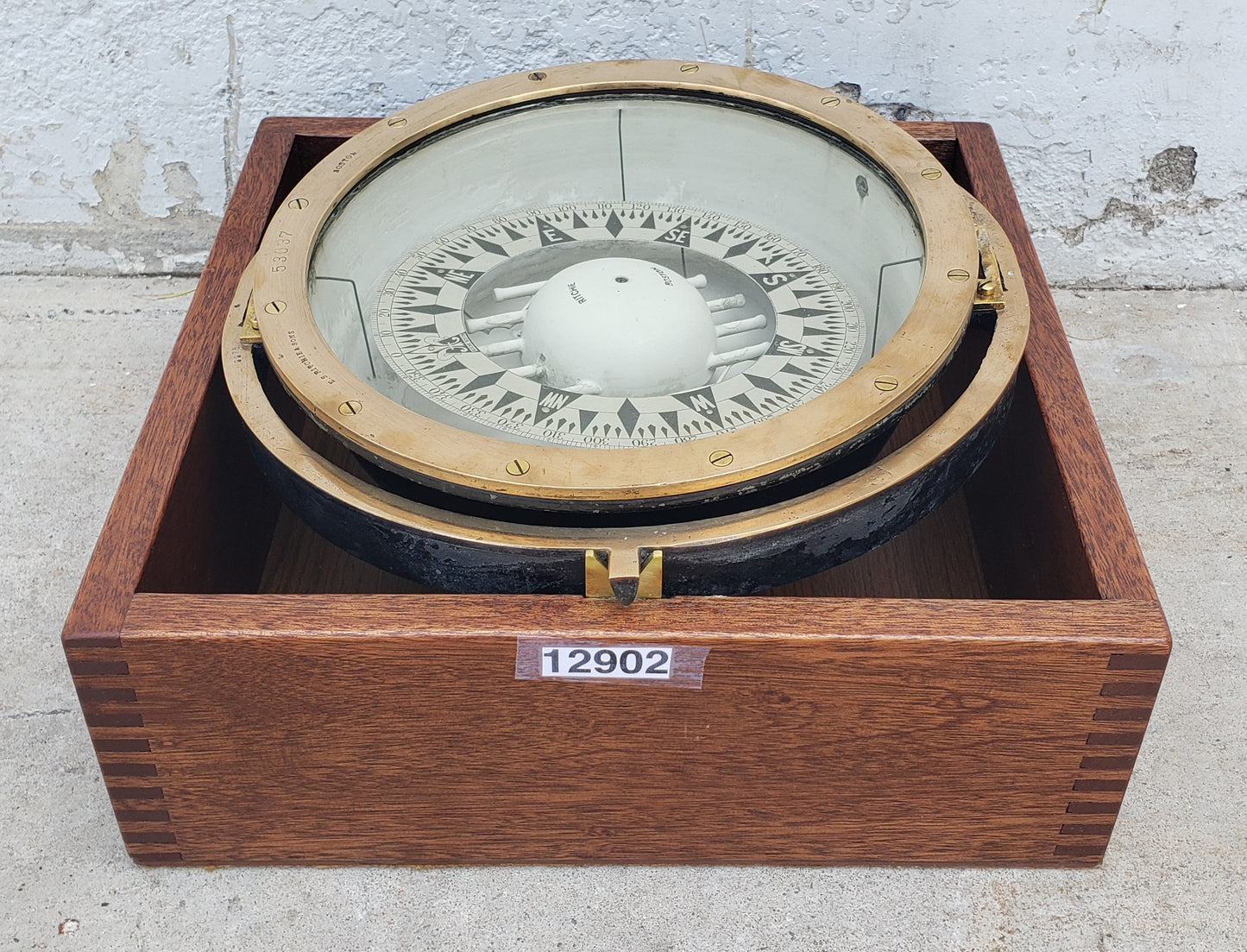 Large Nautical Compass in Wood Box