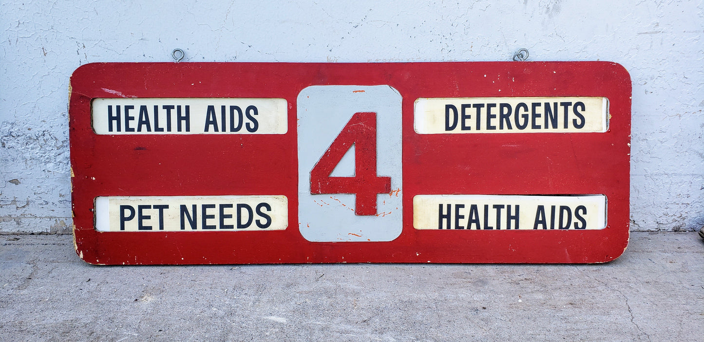 Wooden Aisle 4 Sign