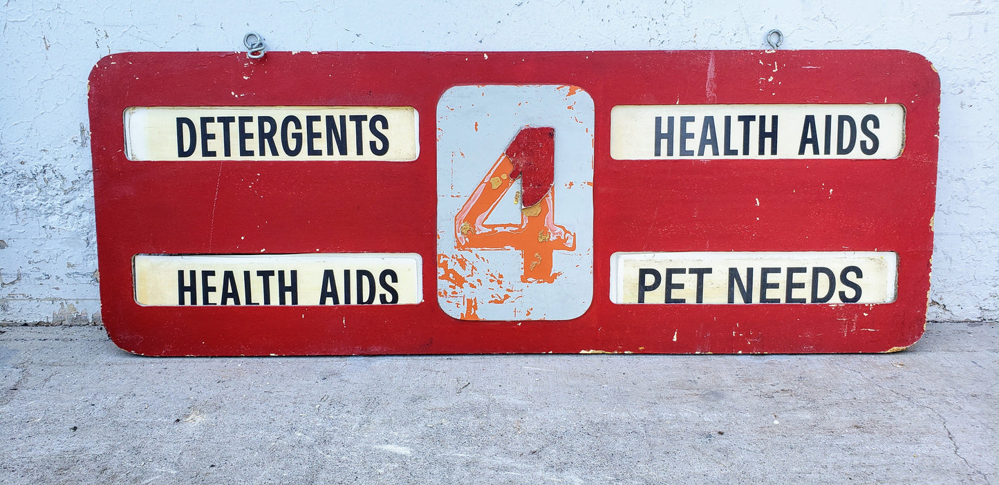Wooden Aisle 4 Sign