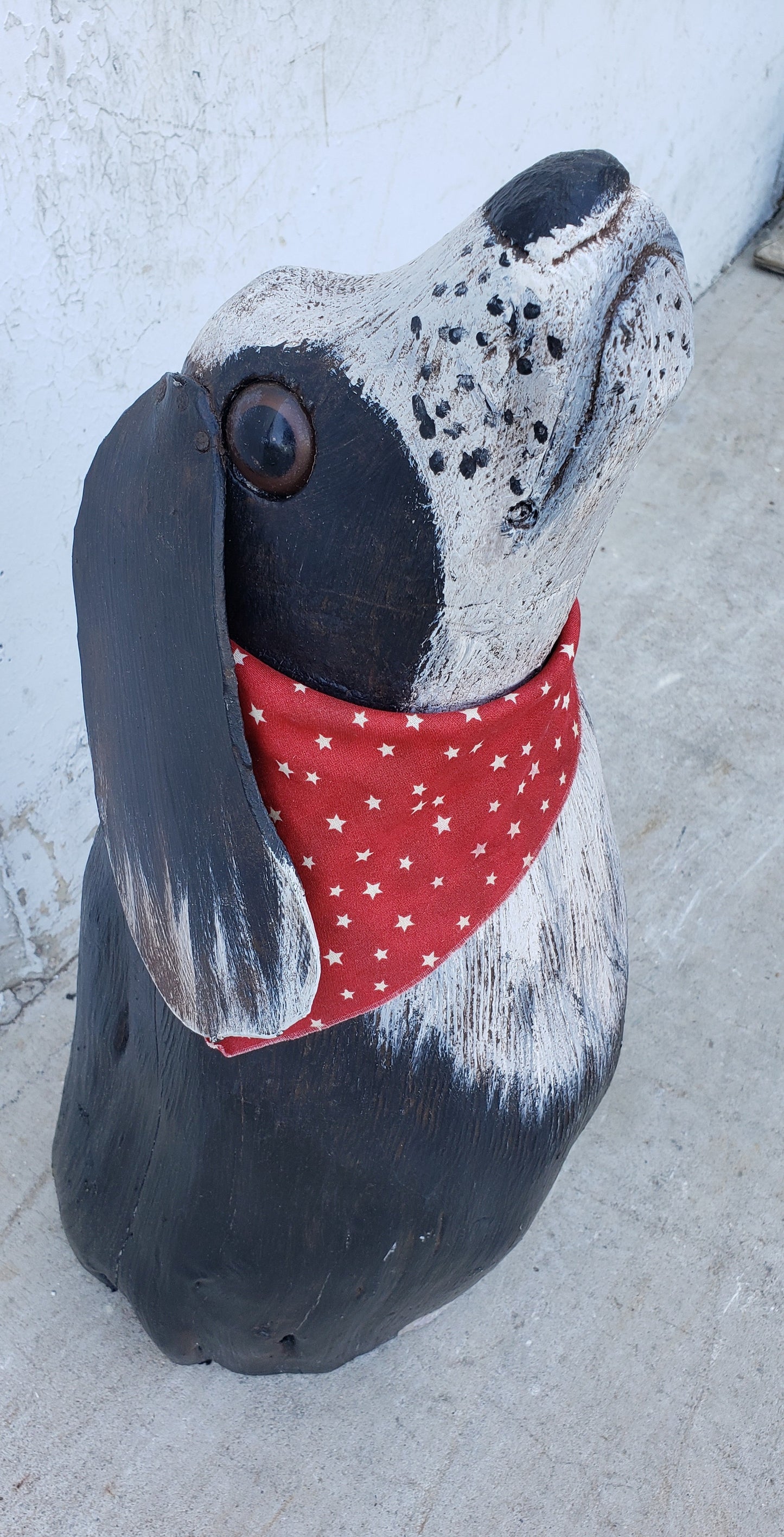 Black and White Folk Art Dog Figure
