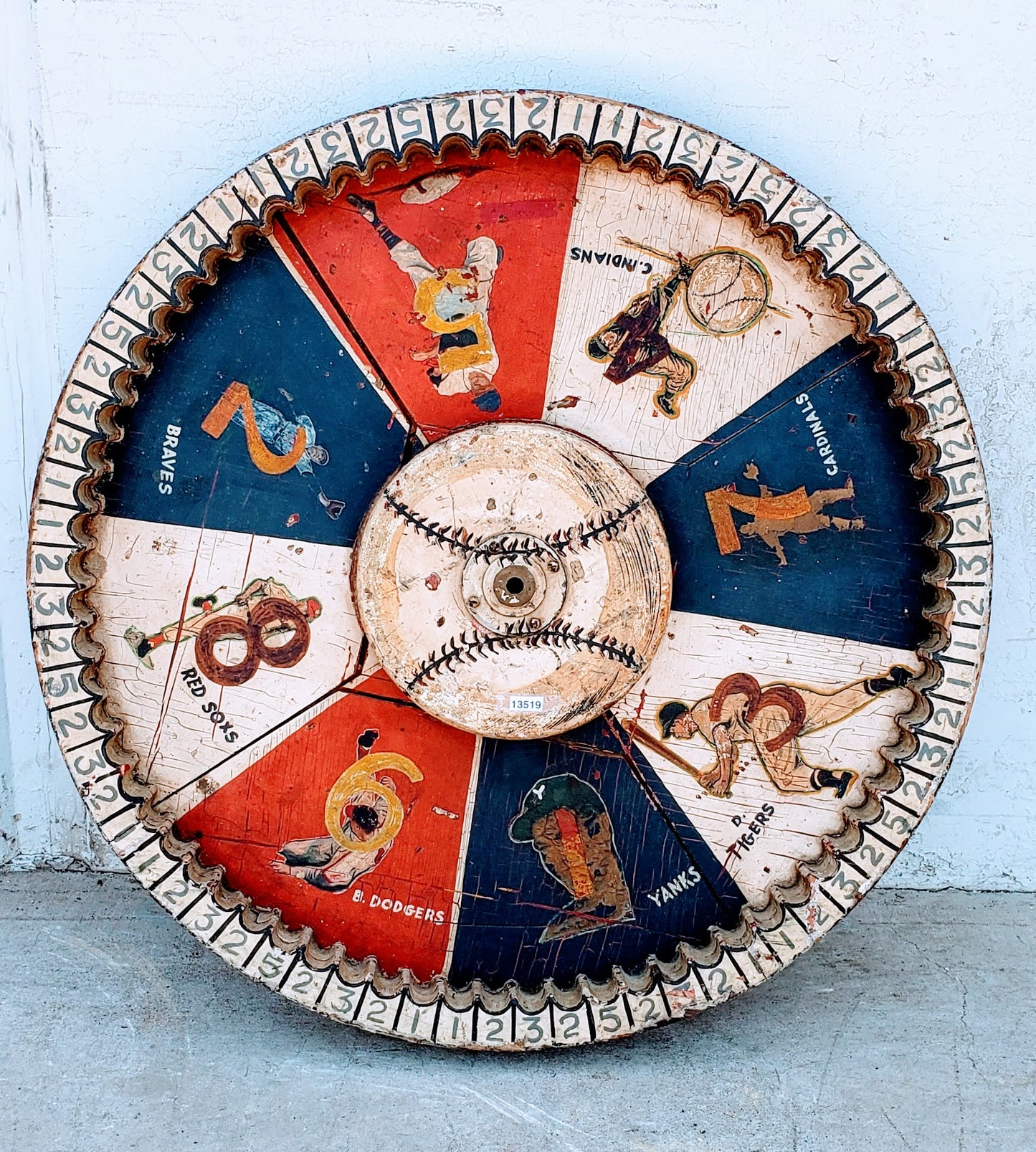 Antique Wooden Baseball Carnival Wheel