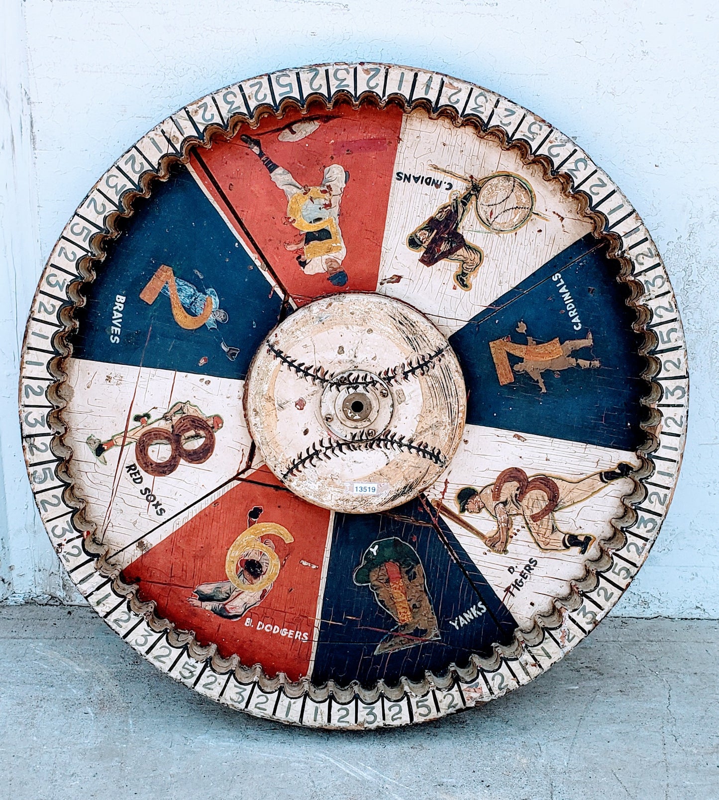 Antique Wooden Baseball Carnival Wheel