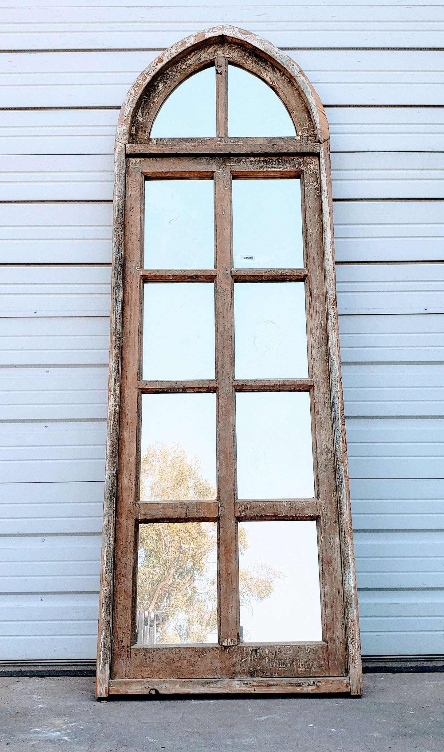 Arched Gothic 4-Pane Mirror with Transom