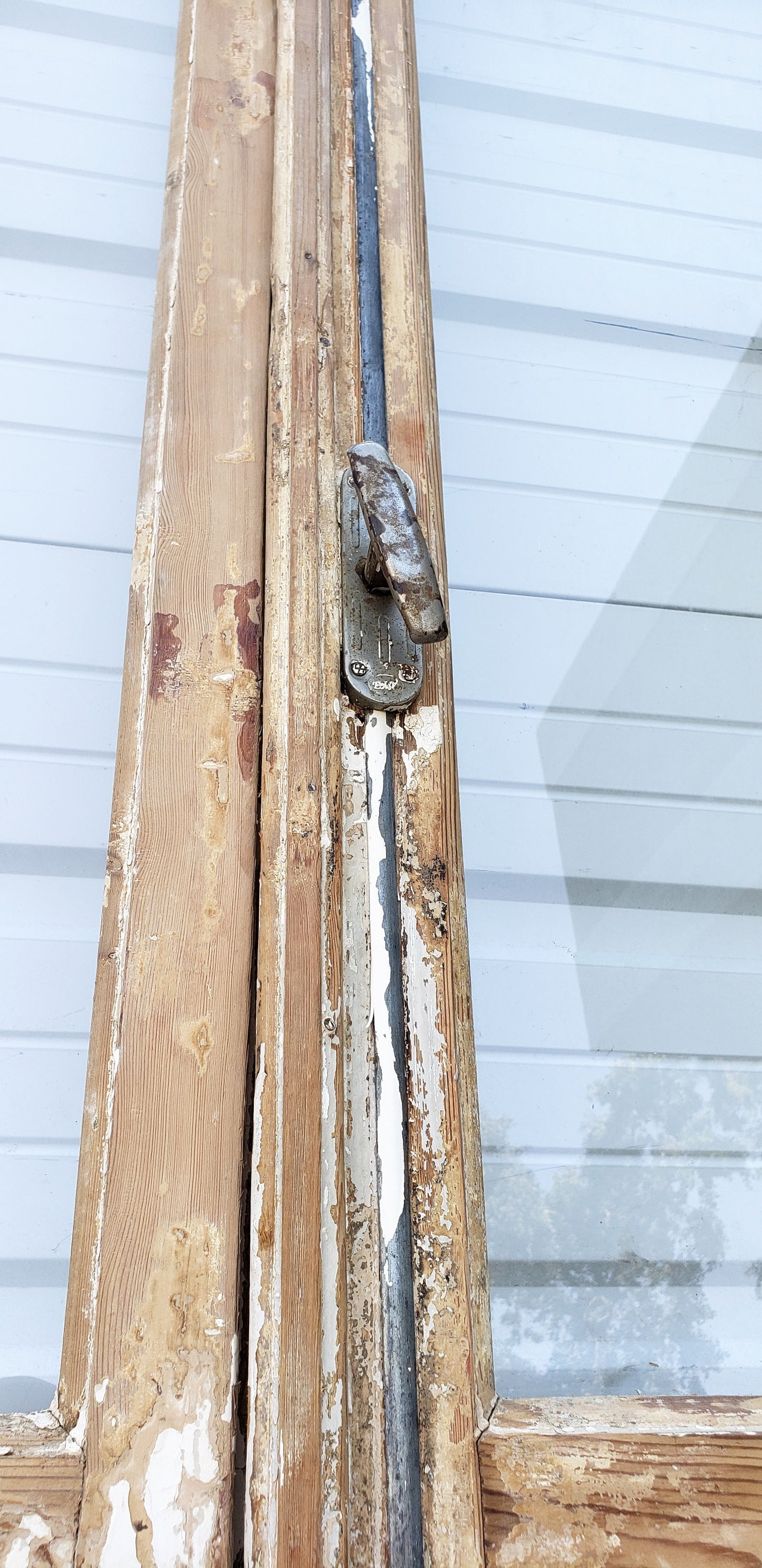 Pair of Washed Wood Antique Doors with 3-Lites