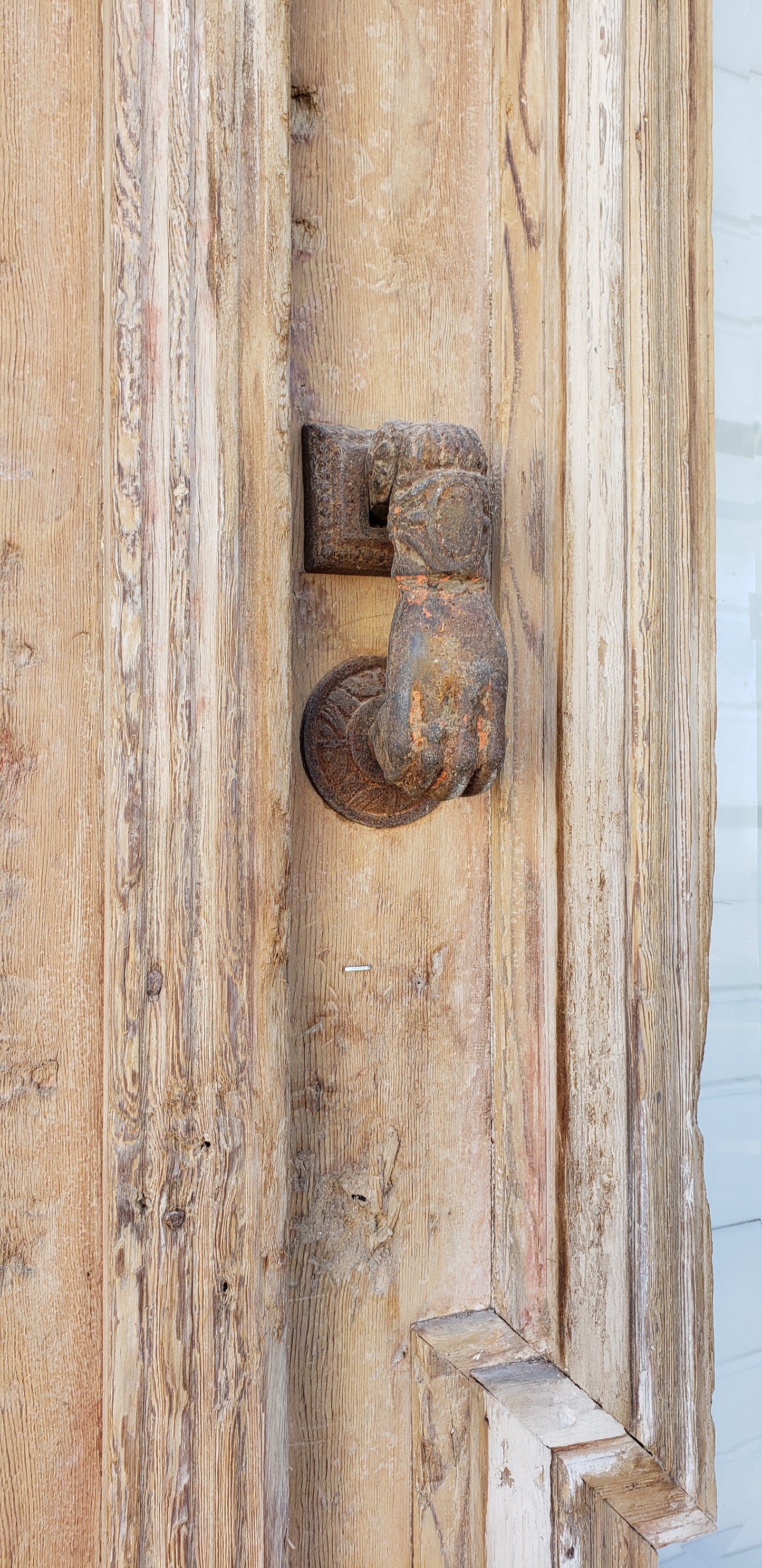 Pair of Antique Wood Carved Doors with Single Glass Lites