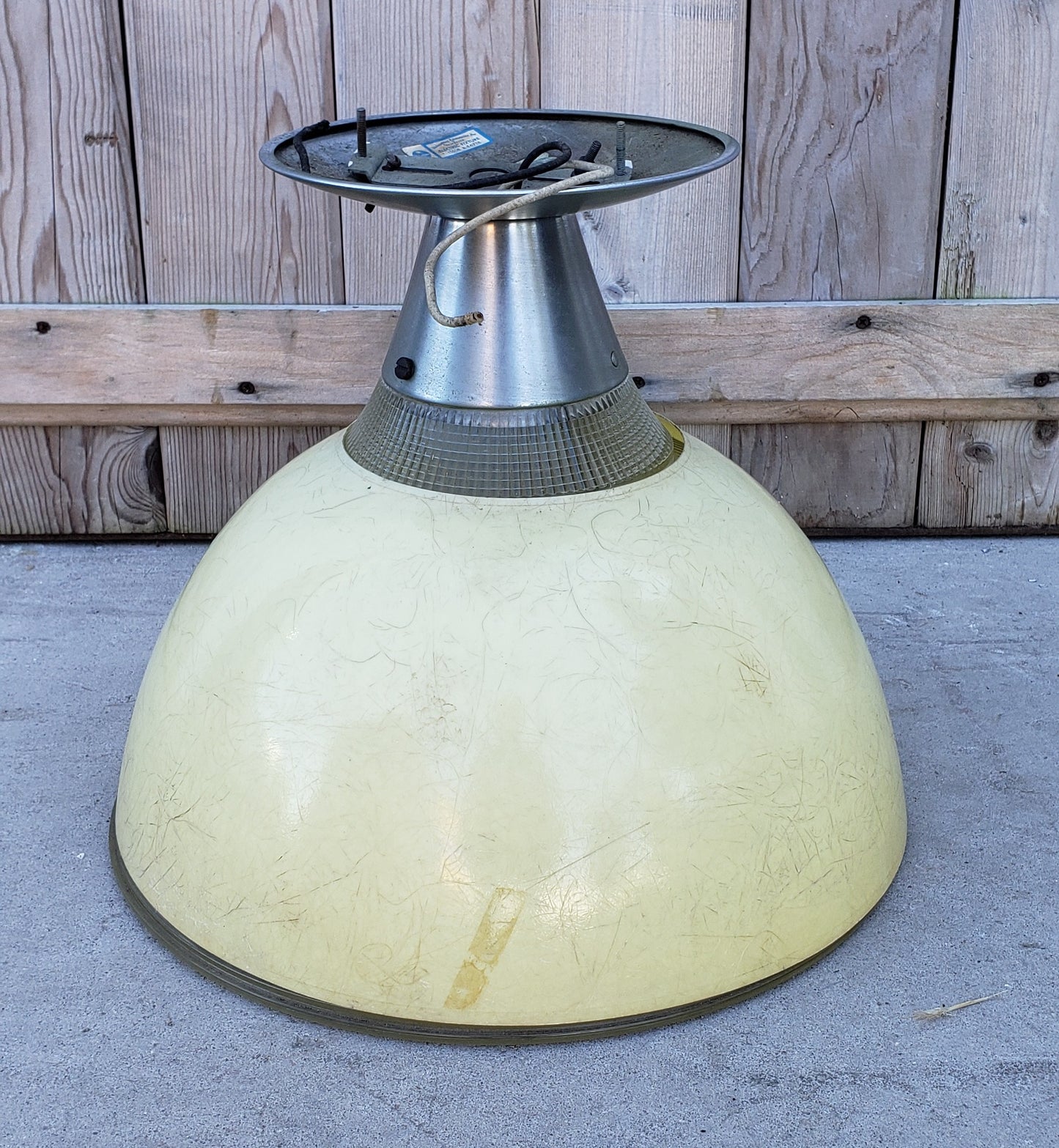 Factory Light with Removable Yellow Fiberglass Cover