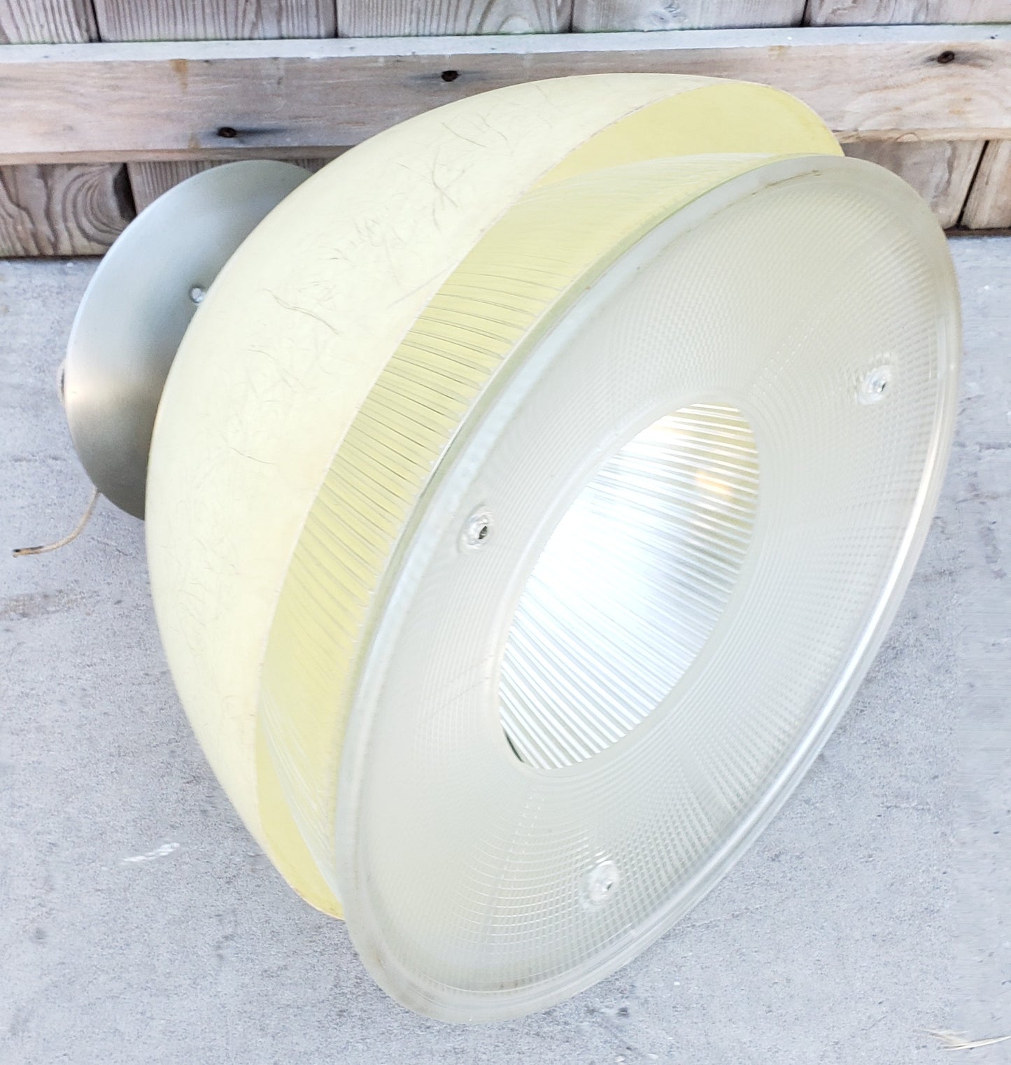 Factory Light with Removable Yellow Fiberglass  Cover