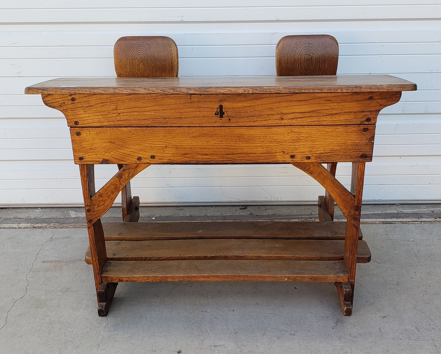 Antique Oak School Desk