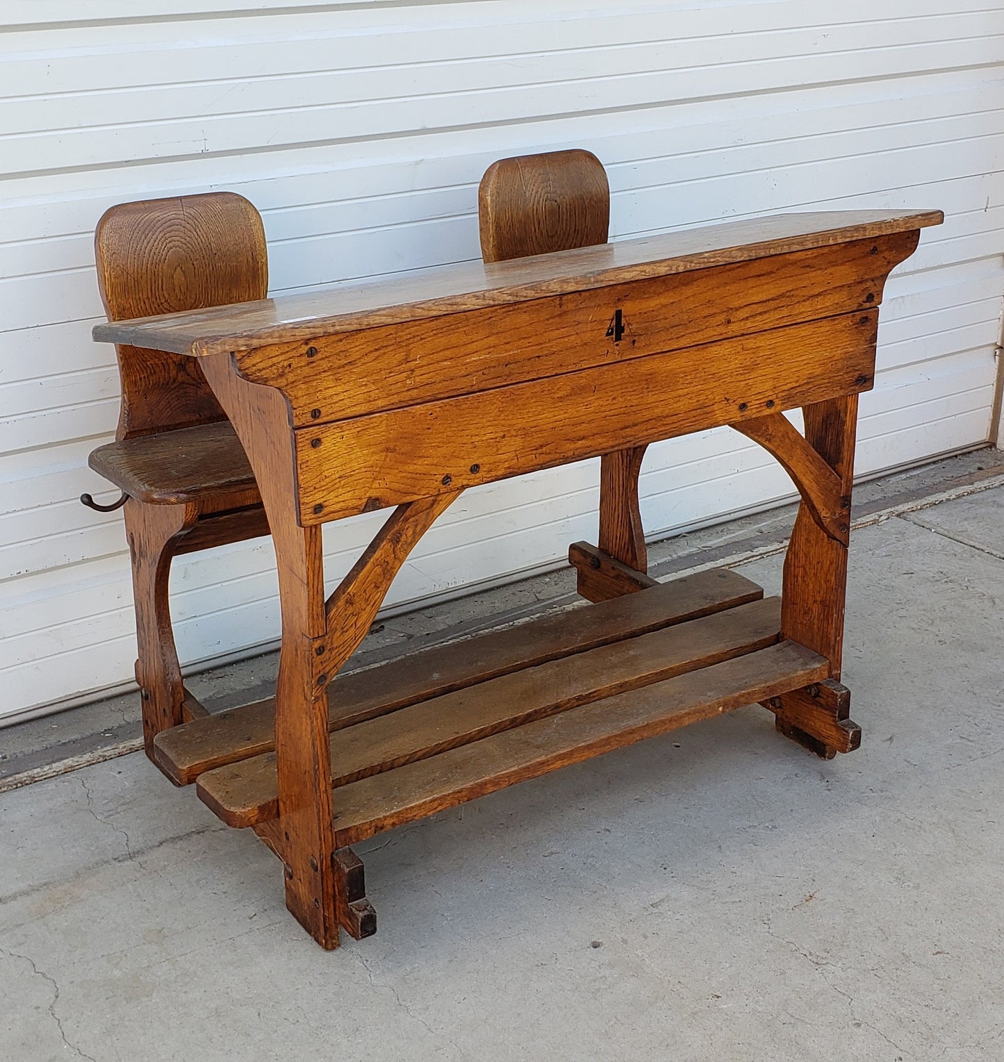 Antique Oak School Desk