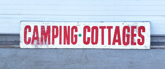 Double-sided Wood Sign "Camping / Cottages" and "Apples"