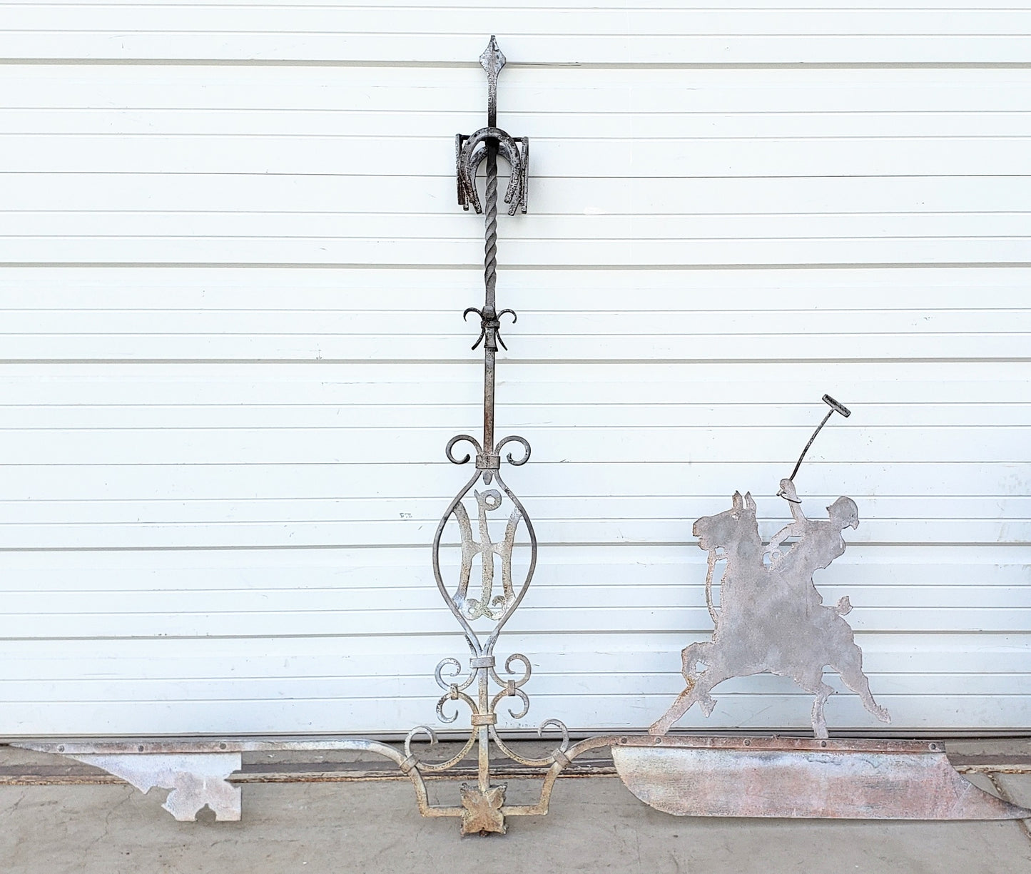 Large French Iron Polo Player Weathervane