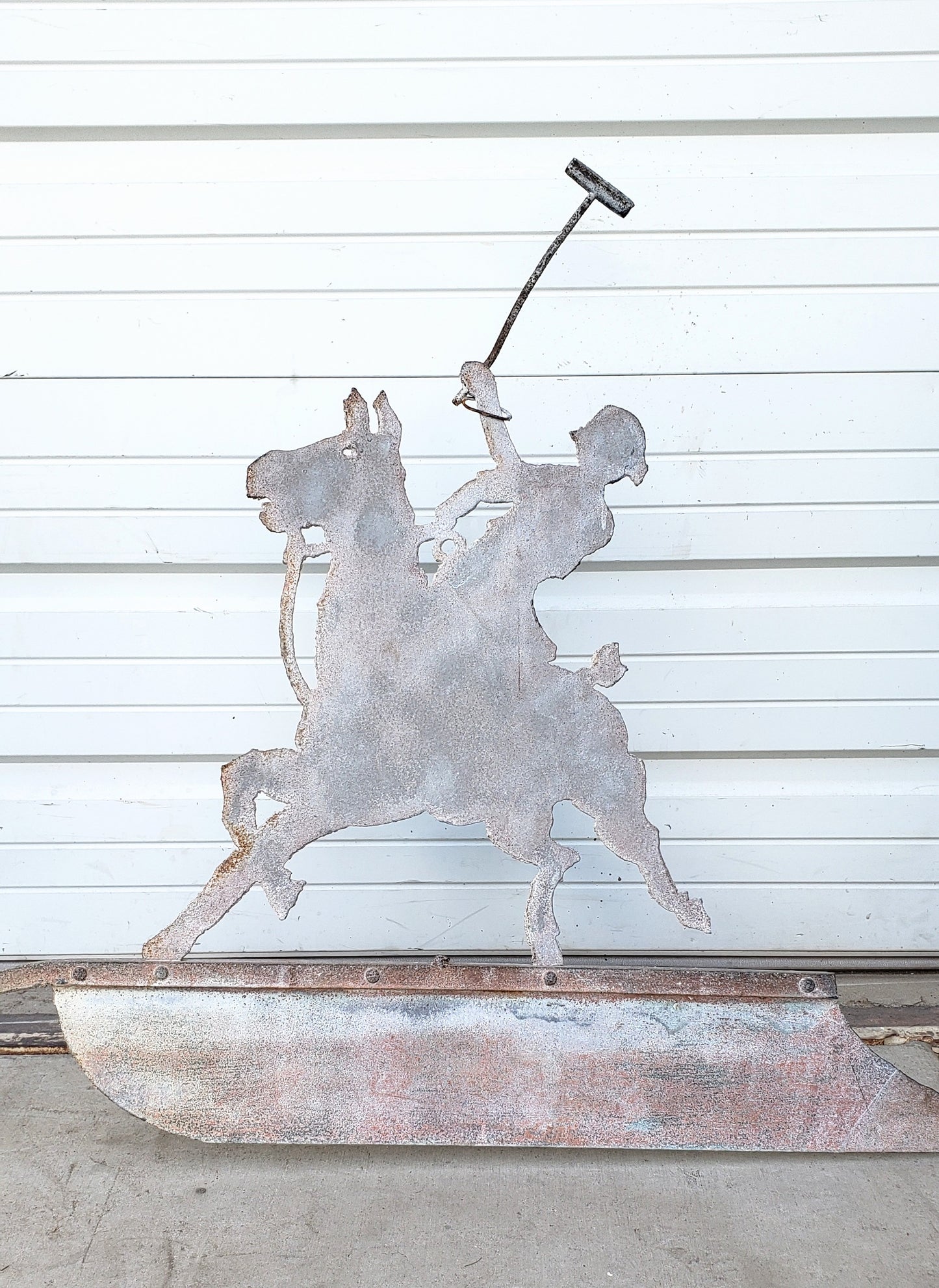Large French Iron Polo Player Weathervane