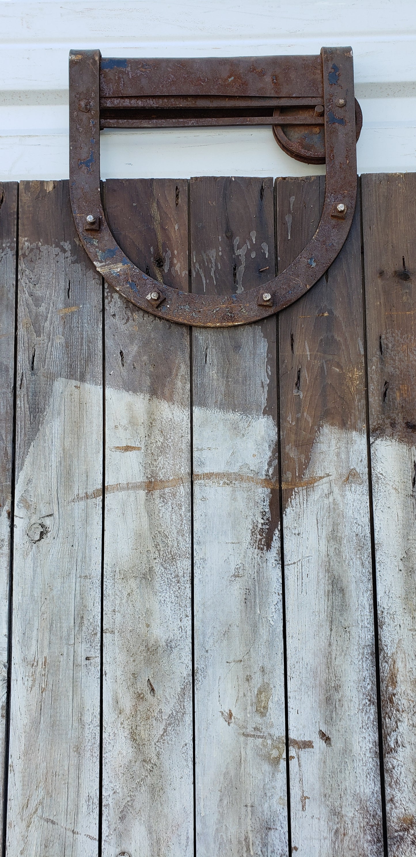 Single 3 Panel Red and White Antique Barn Door