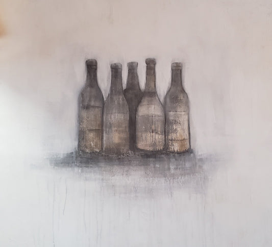 "5 Wine Bottles" Painting by Matt Priebe