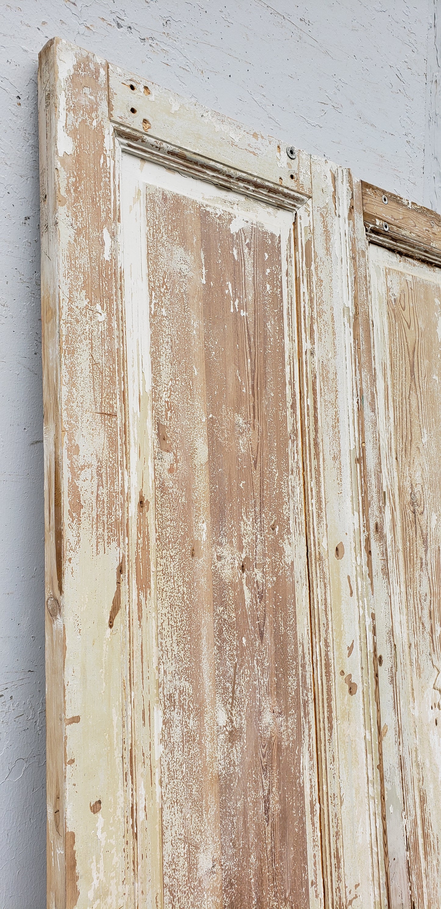 Pair of 3-Panel Washed Wood Antique Doors