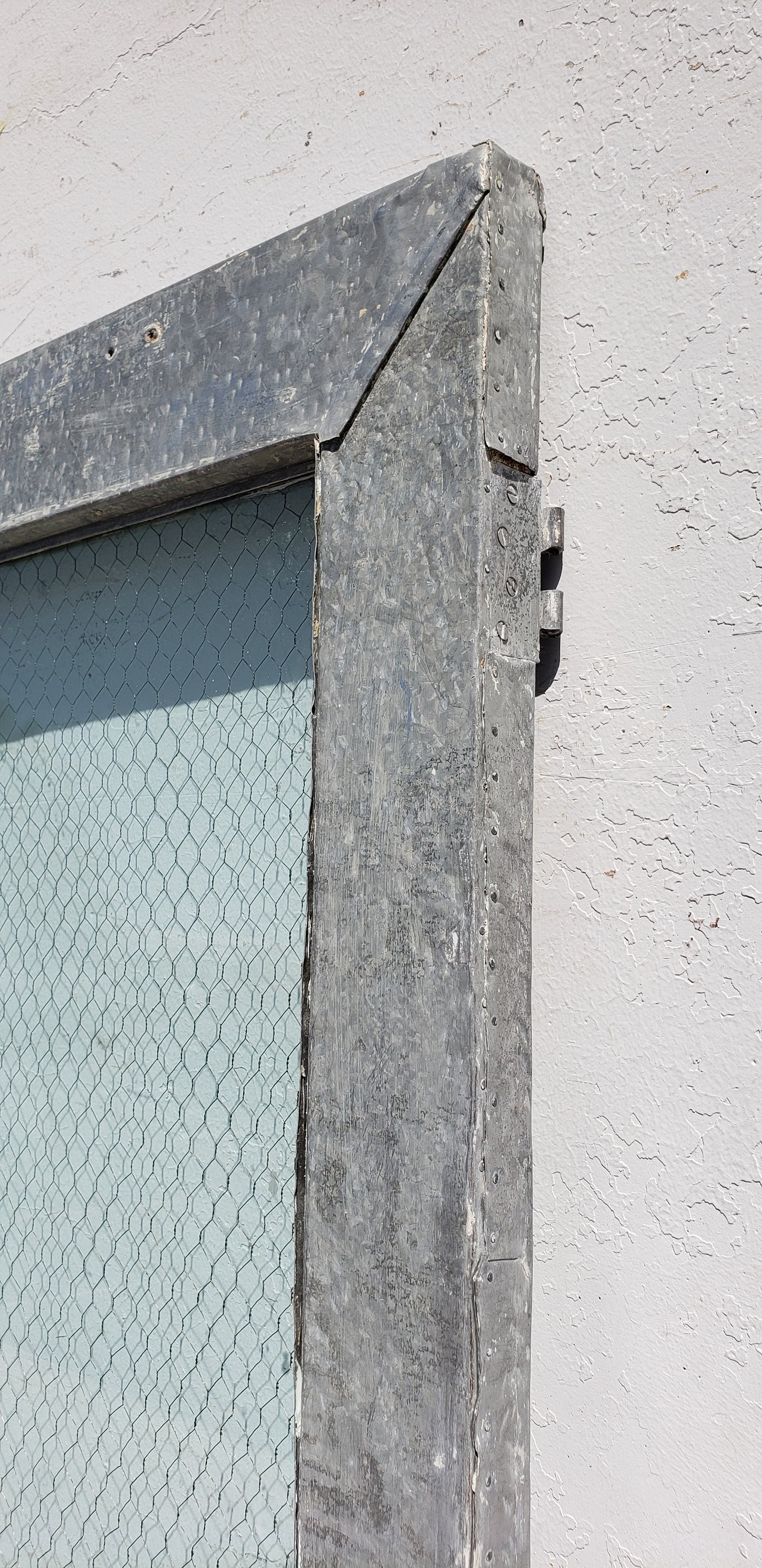 Single Lite Single Stripped Steel Metal Door with Chicken Wire Glass