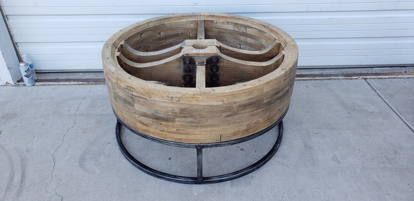 Large Wooden Wheel / Cog Coffee Table