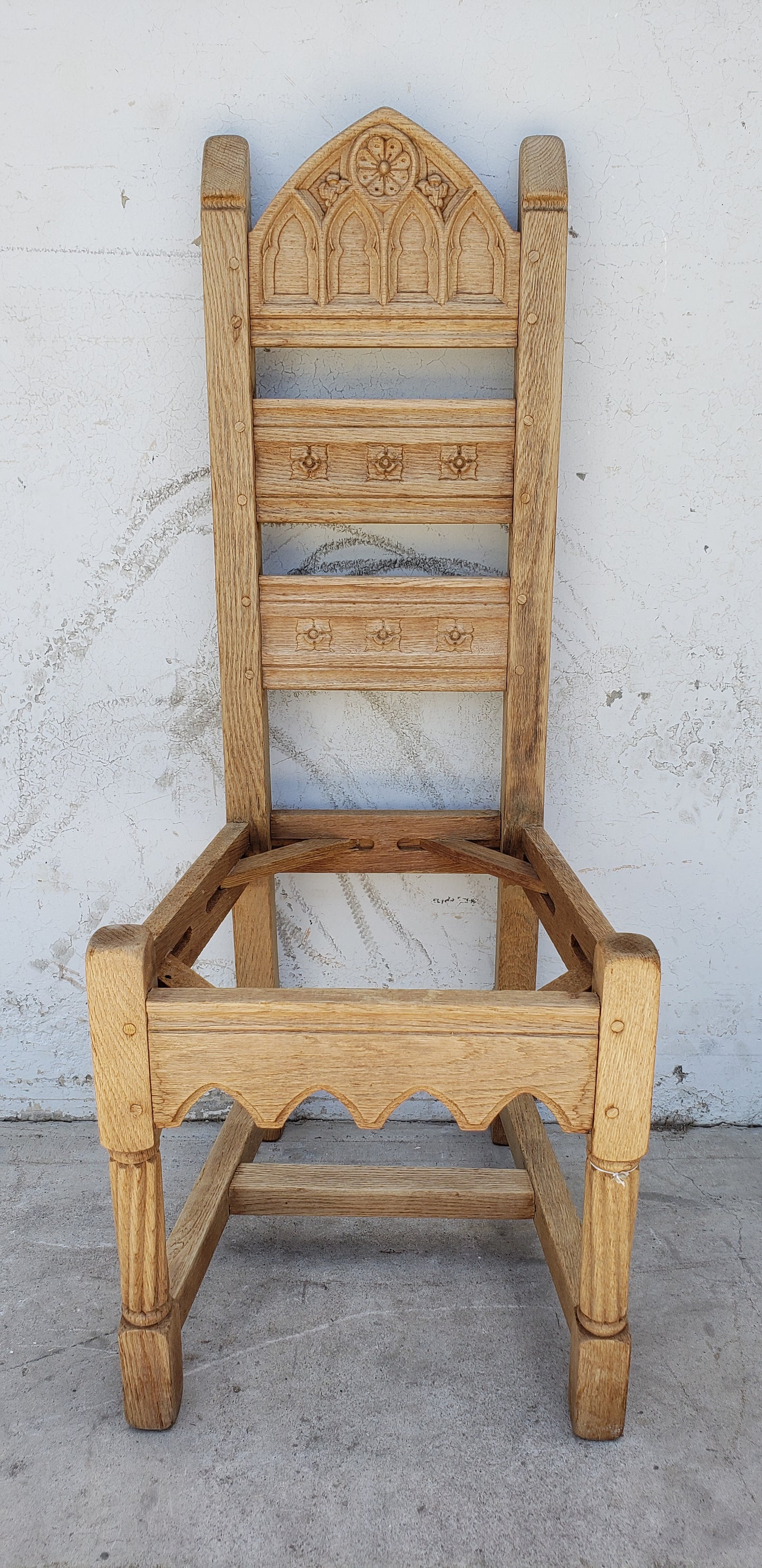 Set of 6 Bleached Neogothic Chairs