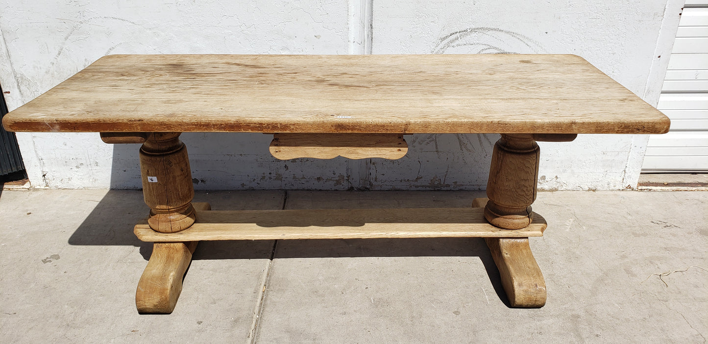 Bleached French Dining Table with Single Drawer
