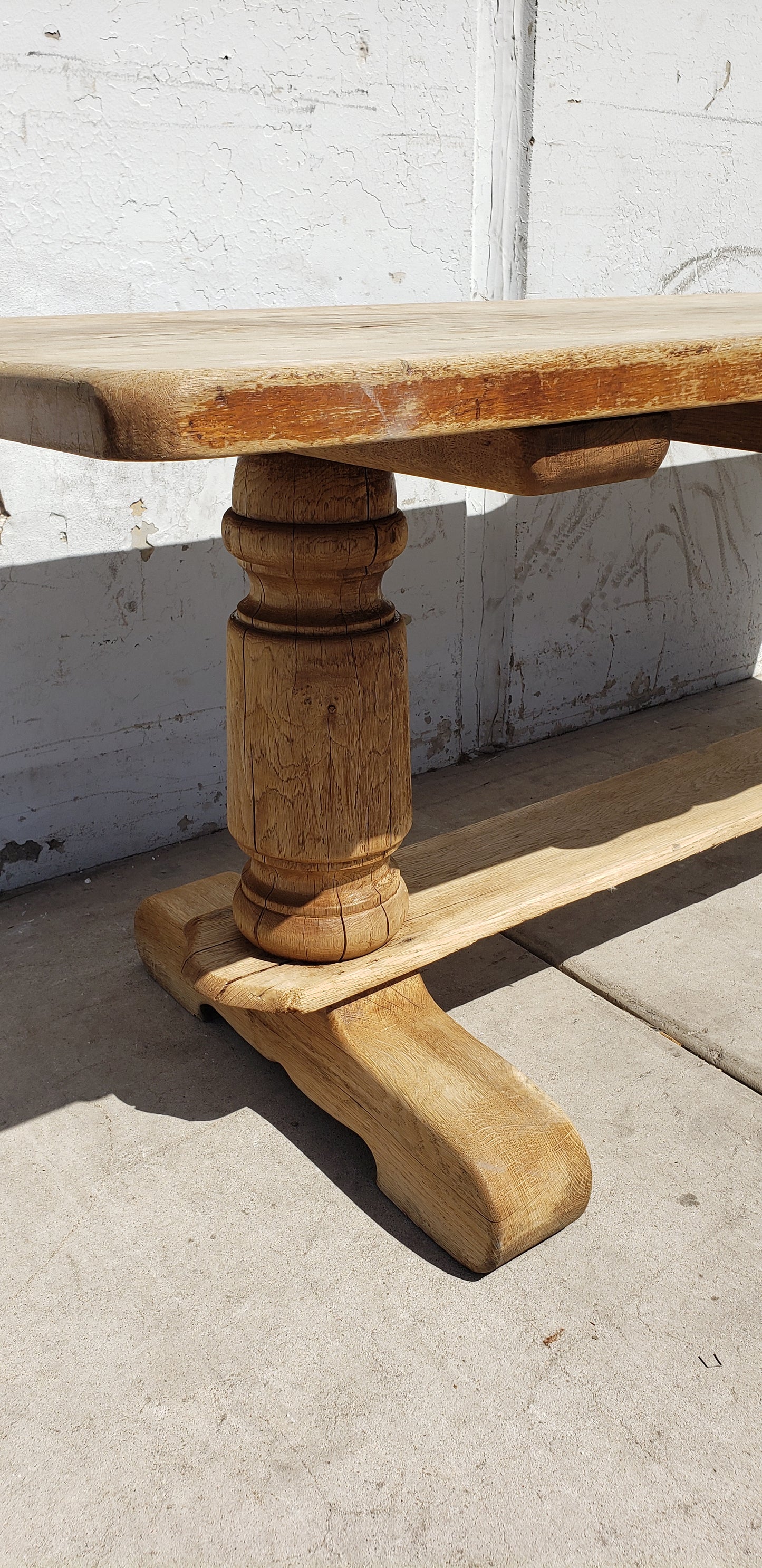 Bleached French Dining Table with Single Drawer