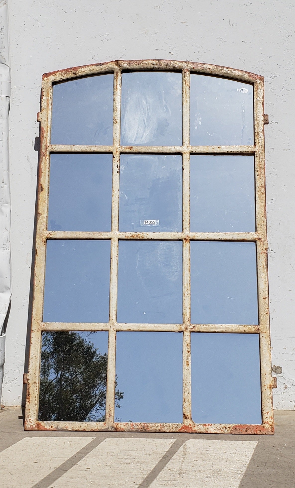 Arched Metal Factory Window Mirror with 12 Panes