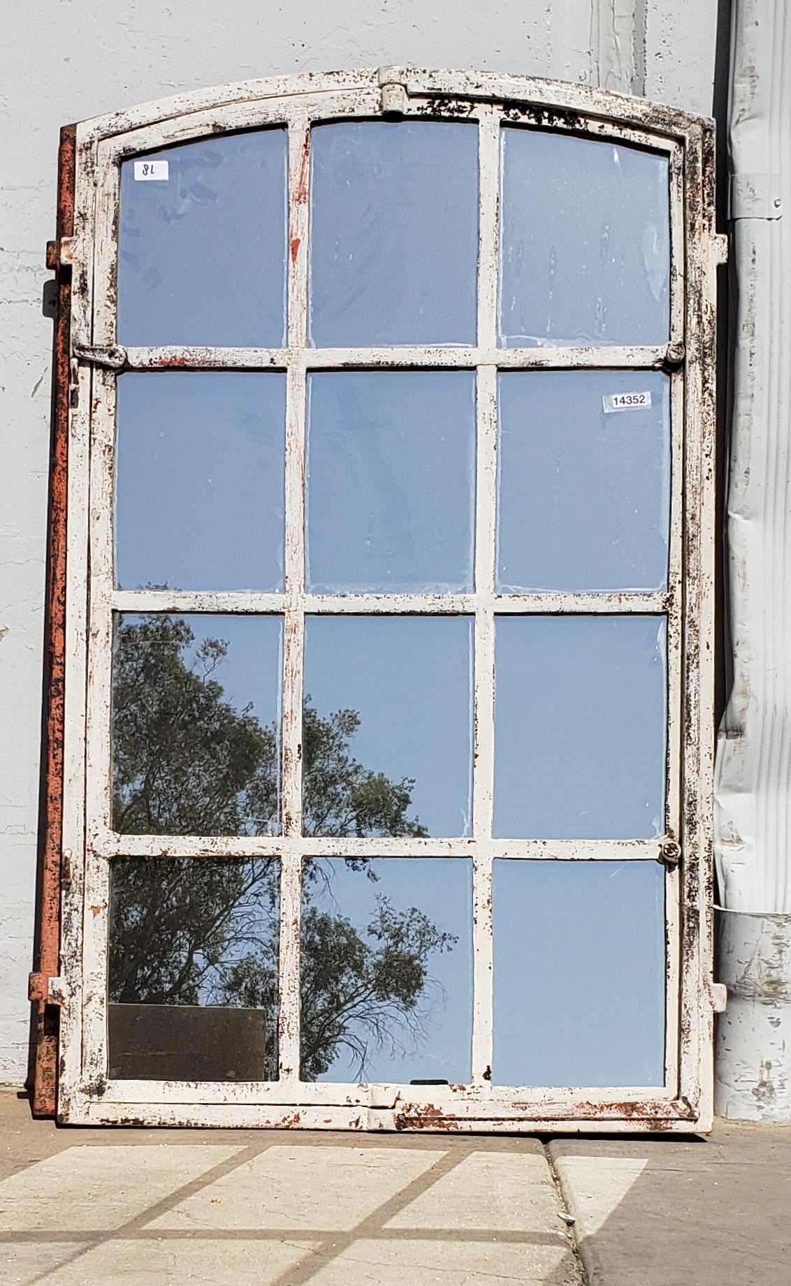 Arched Metal Factory Window Mirror with 12 Panes