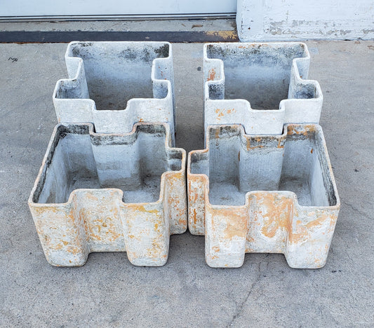 Unique Set of 4 Willy Guhl Puzzle Planters