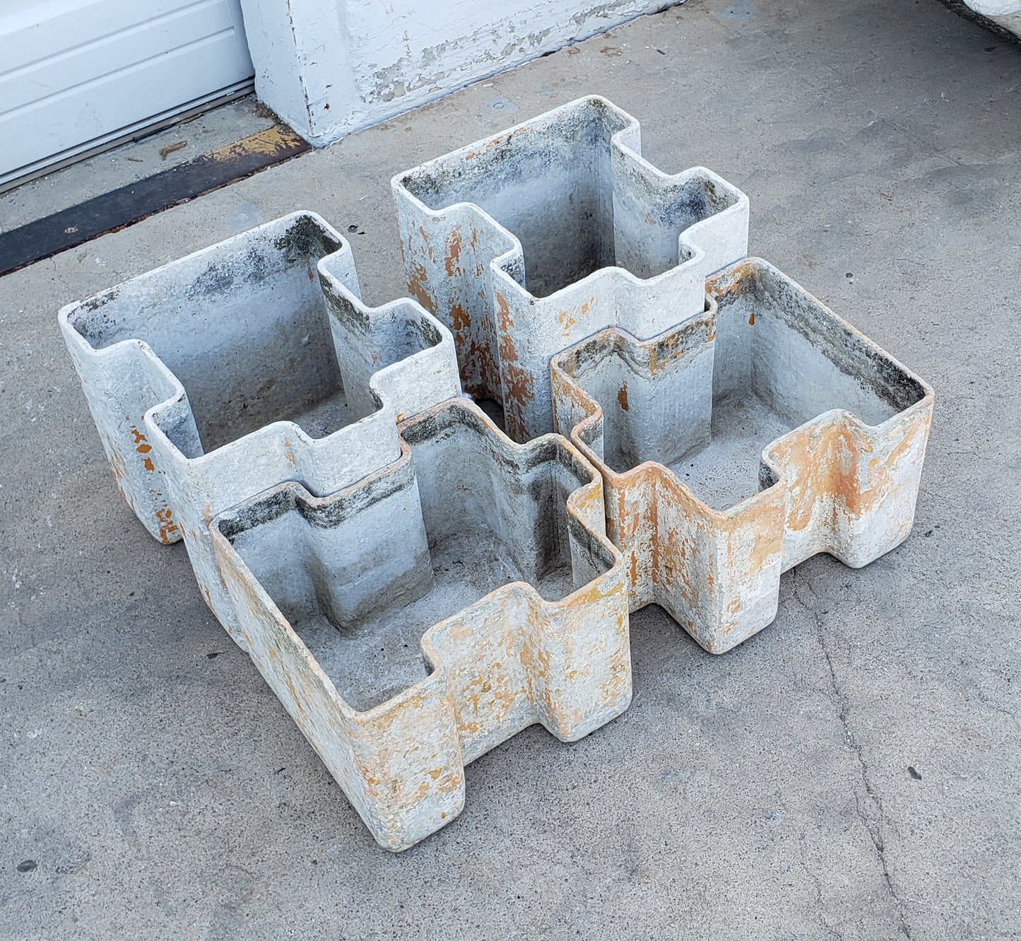 Unique Set of 4 Willy Guhl Puzzle Planters