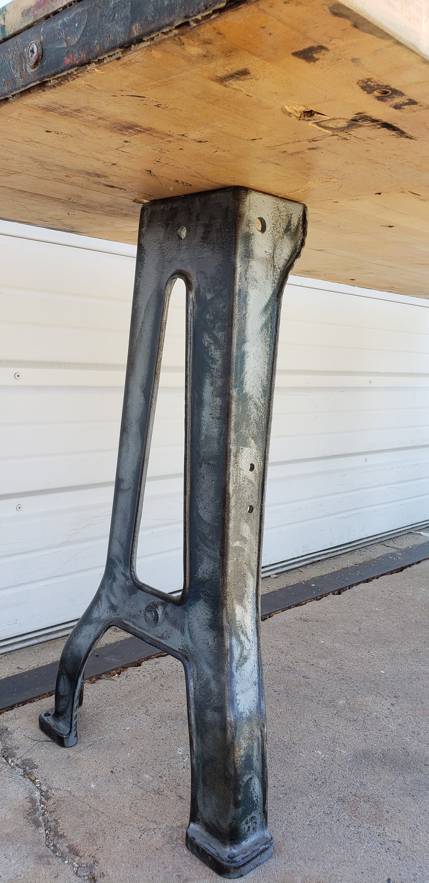 Bleached Wood Top Table with Iron Legs
