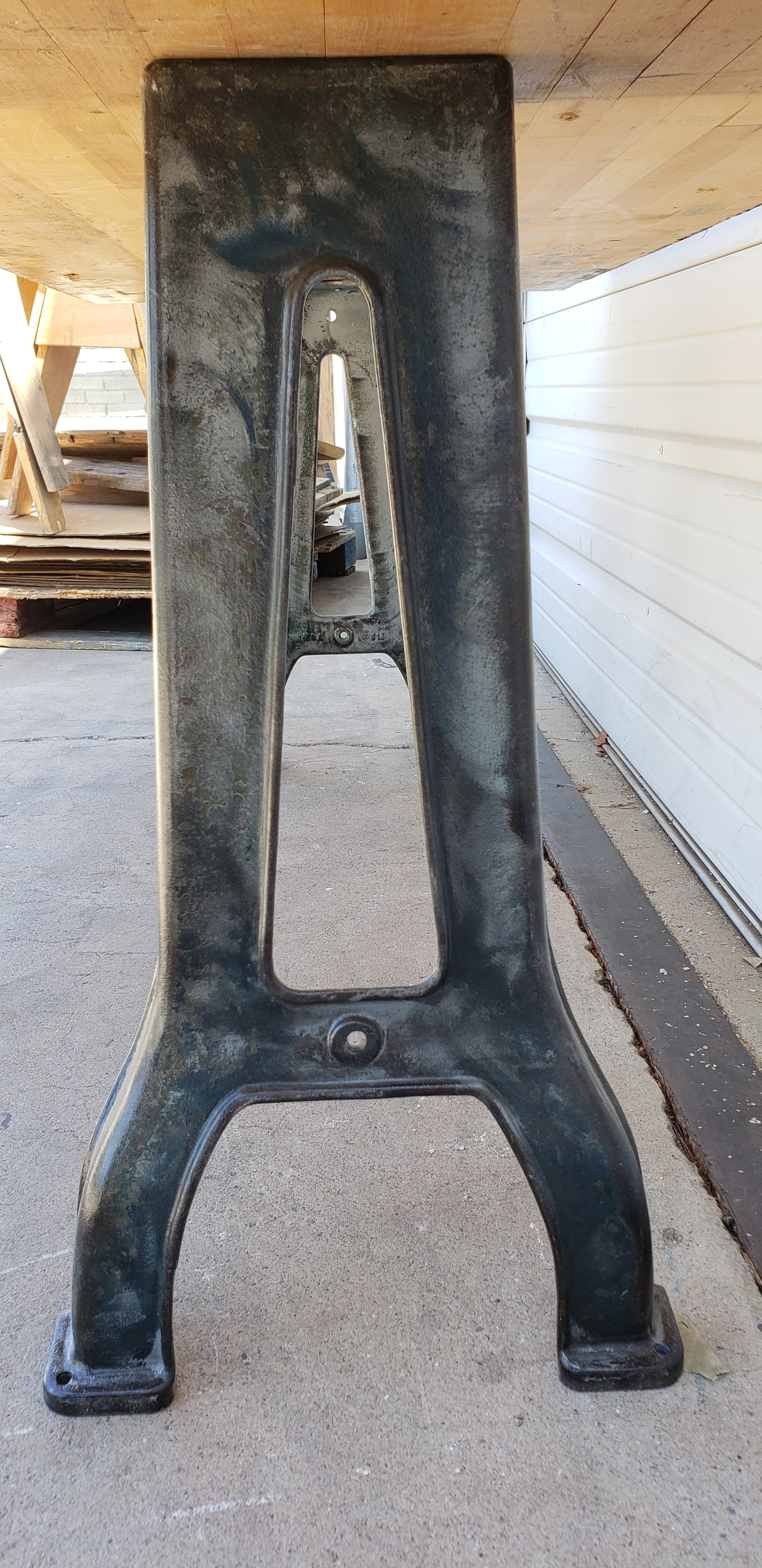 Bleached Wood Top Table with Iron Legs