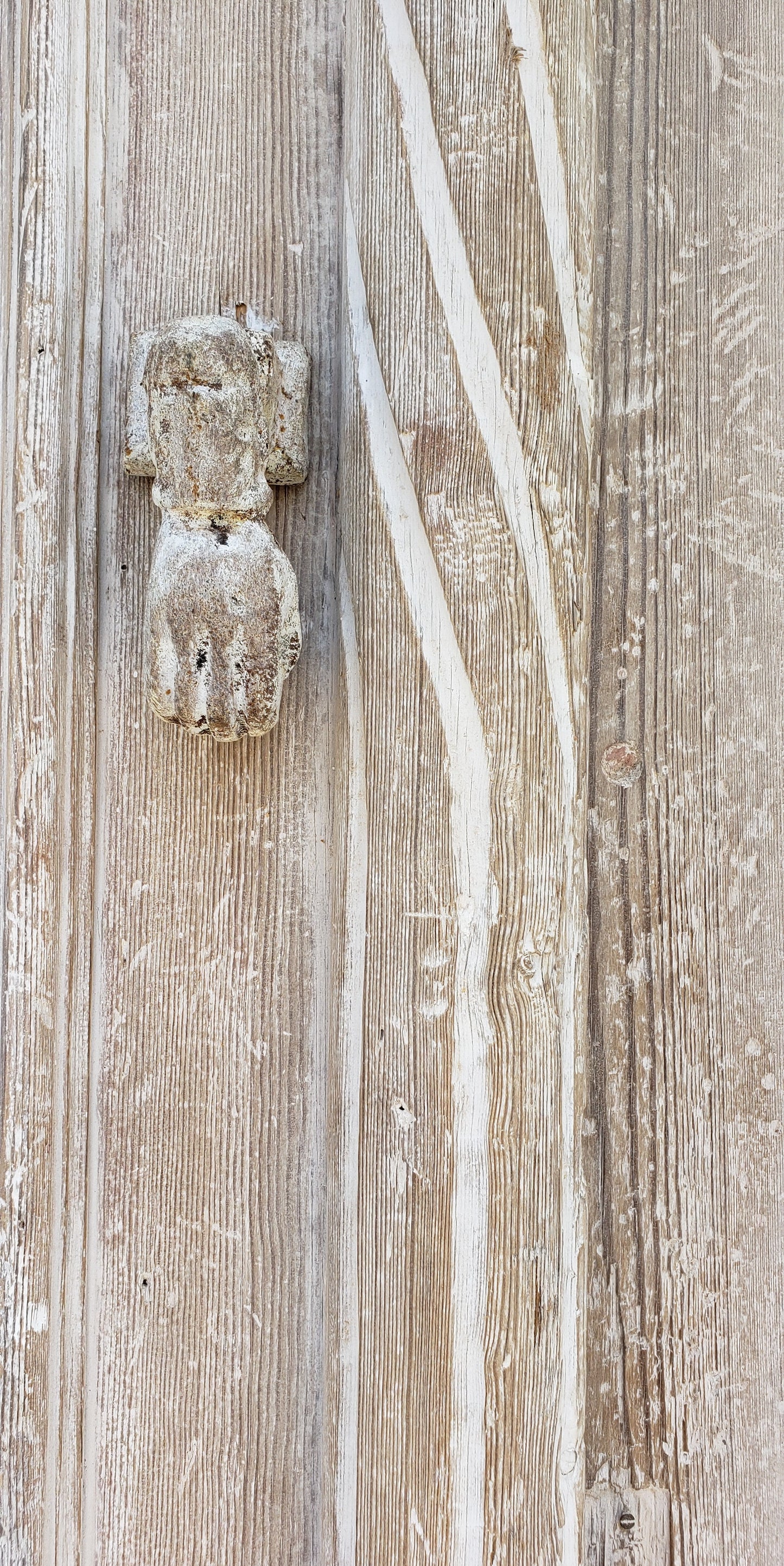 Pair of Washed Antique Carved Doors w/2 Lites