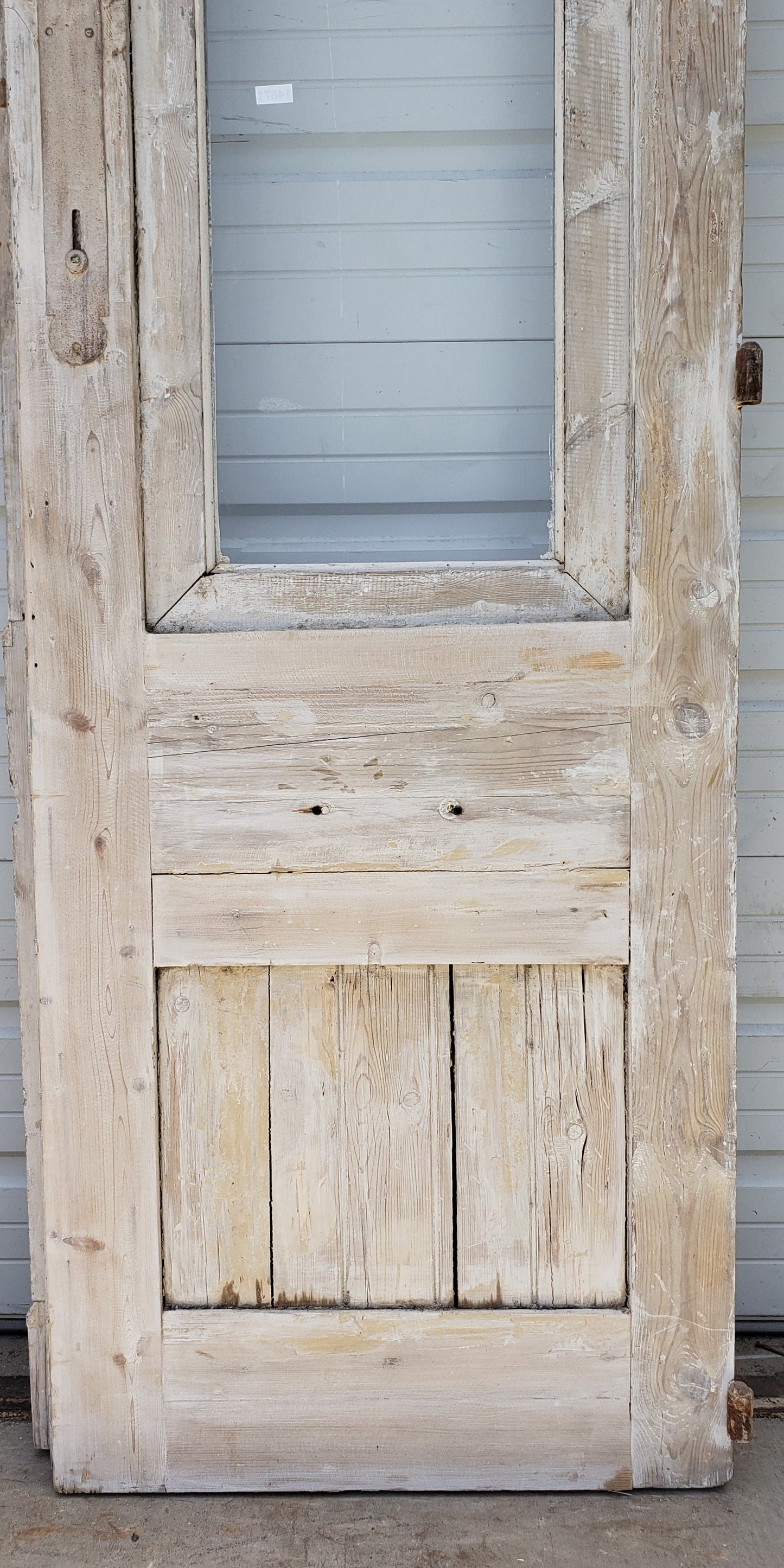 Pair of Washed Antique Entrance Carved Doors w/2 Lites